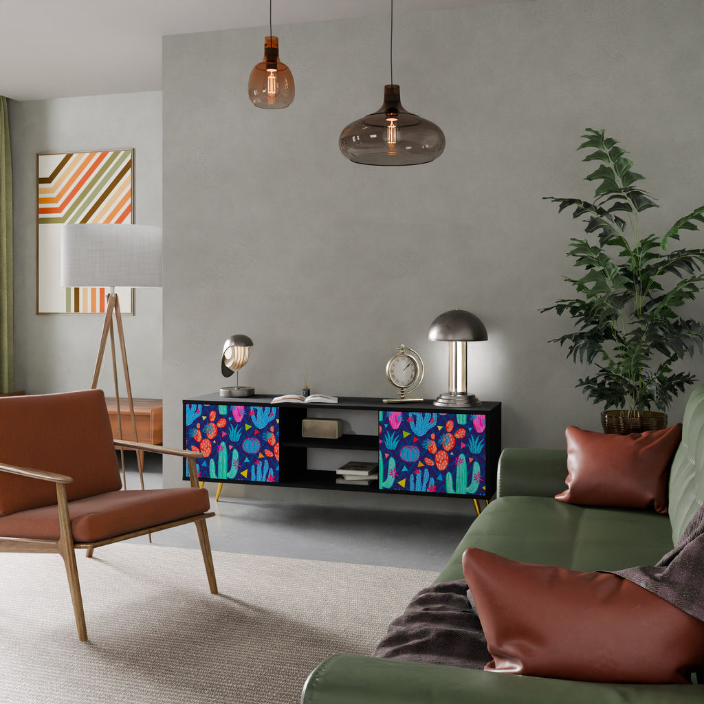 CACTUS VIBES TV-Lowboard mit 2 Türen in Schwarz