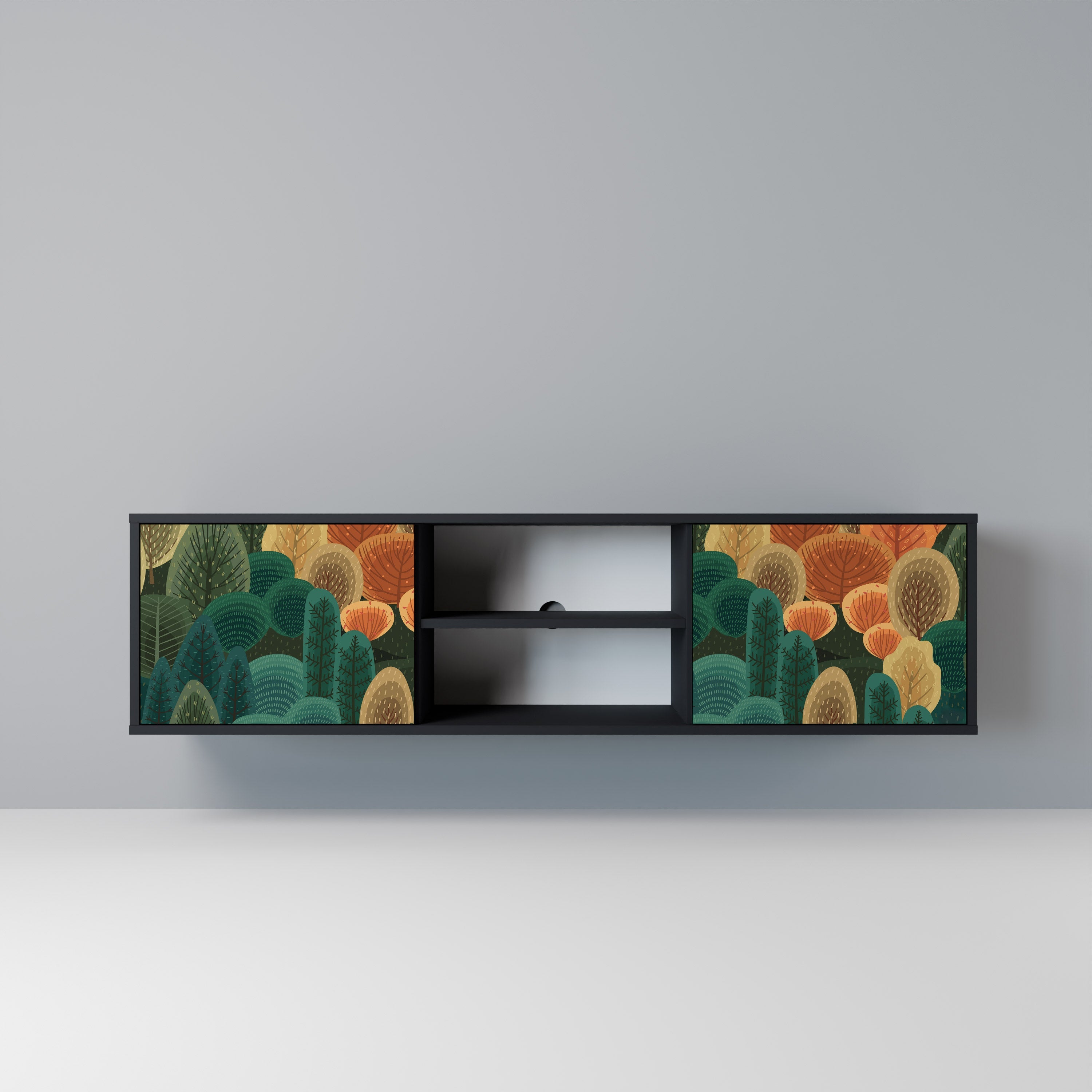 AUTUMN KALEIDOSCOPE TV-Lowboard mit 2 Türen in Schwarz