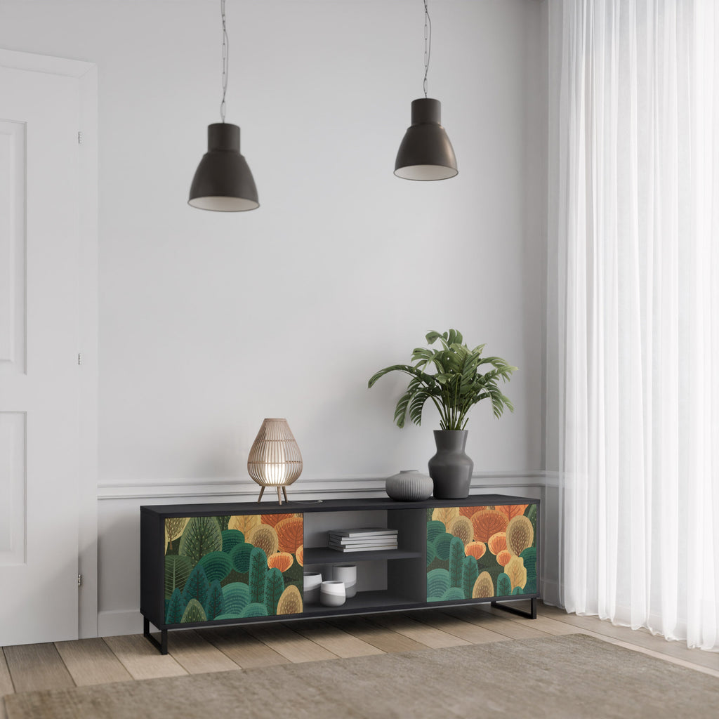 AUTUMN KALEIDOSCOPE TV-Lowboard mit 2 Türen in Schwarz