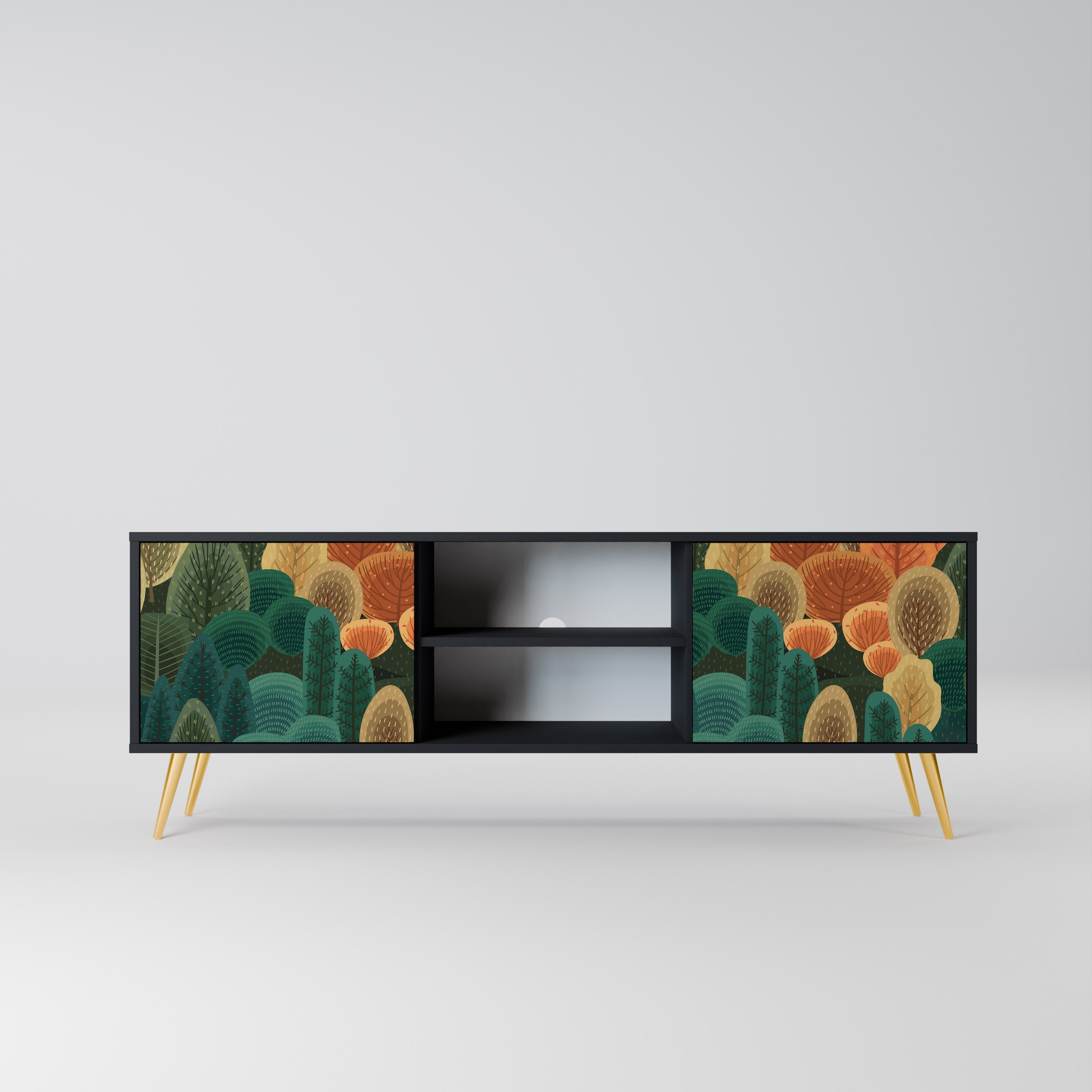 AUTUMN KALEIDOSCOPE TV-Lowboard mit 2 Türen in Schwarz