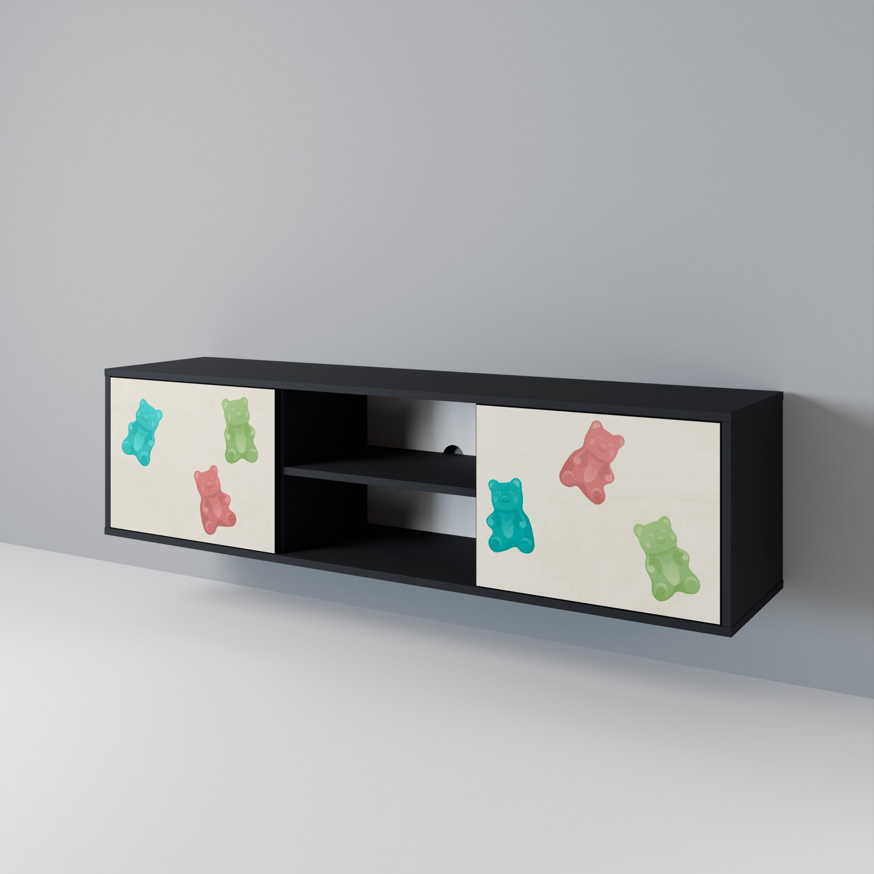 GUMMY BEARS TV-Lowboard mit 2 Türen in Schwarz