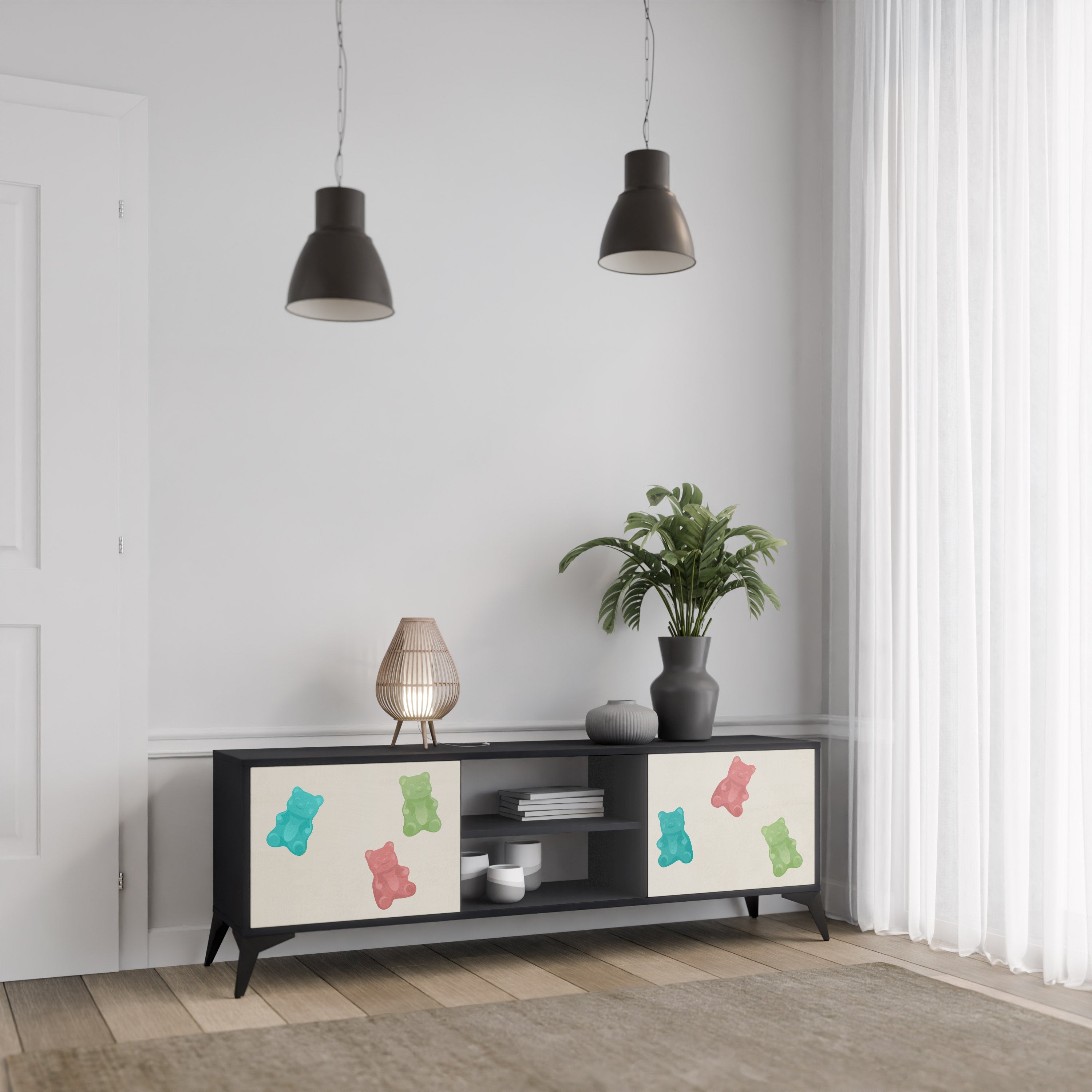 GUMMY BEARS TV-Lowboard mit 2 Türen in Schwarz