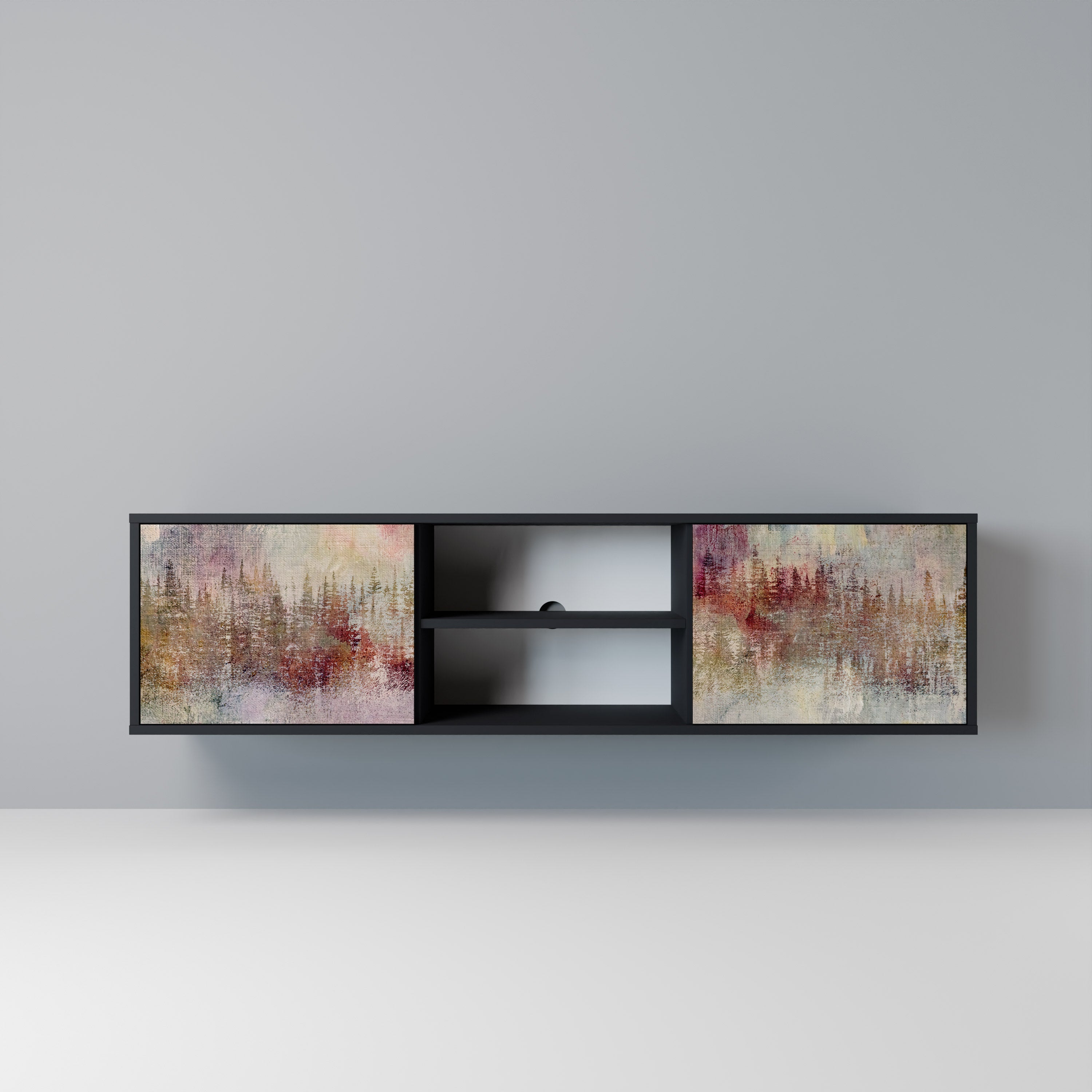 VEILED SUMMIT TV-Lowboard mit 2 Türen in Schwarz