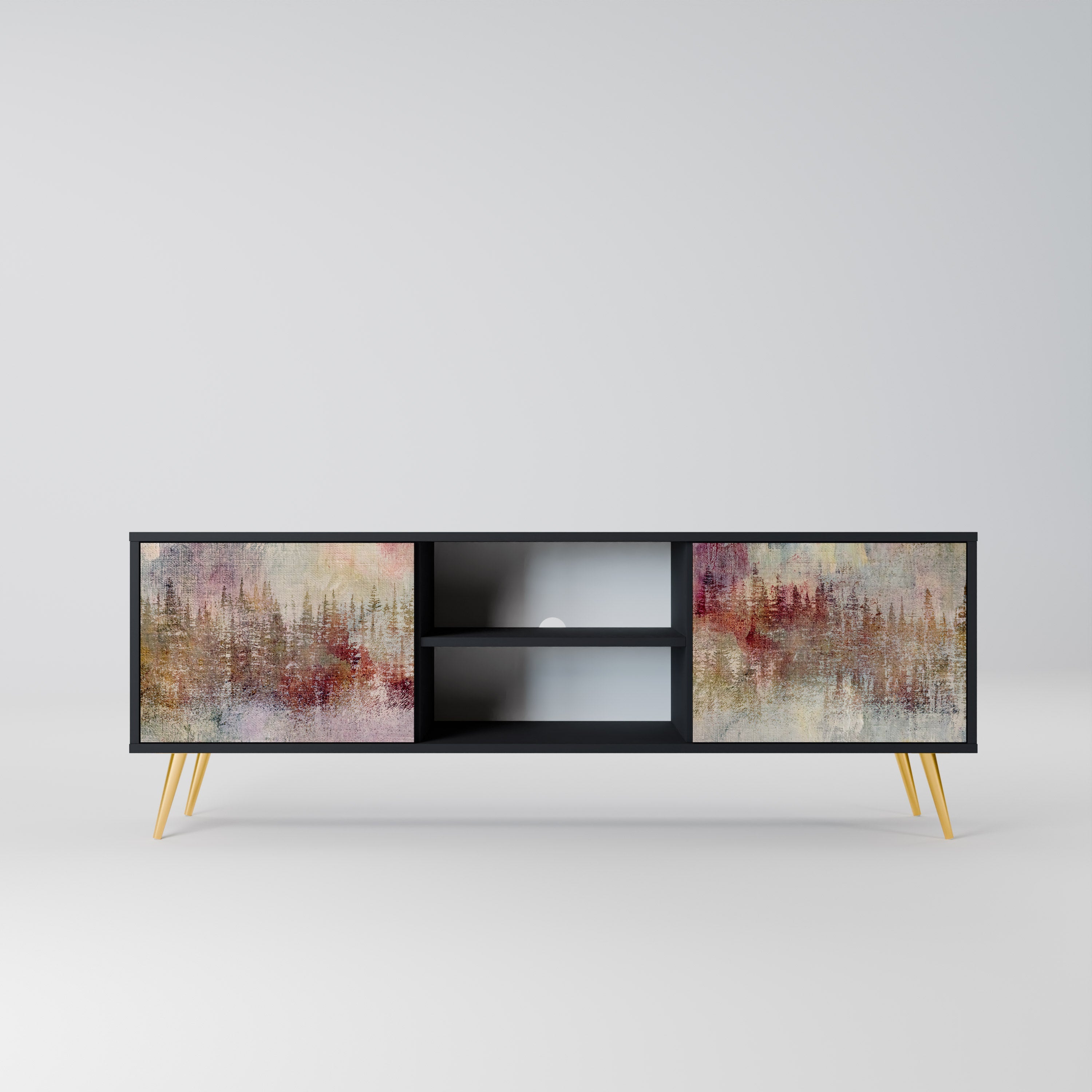 VEILED SUMMIT TV-Lowboard mit 2 Türen in Schwarz