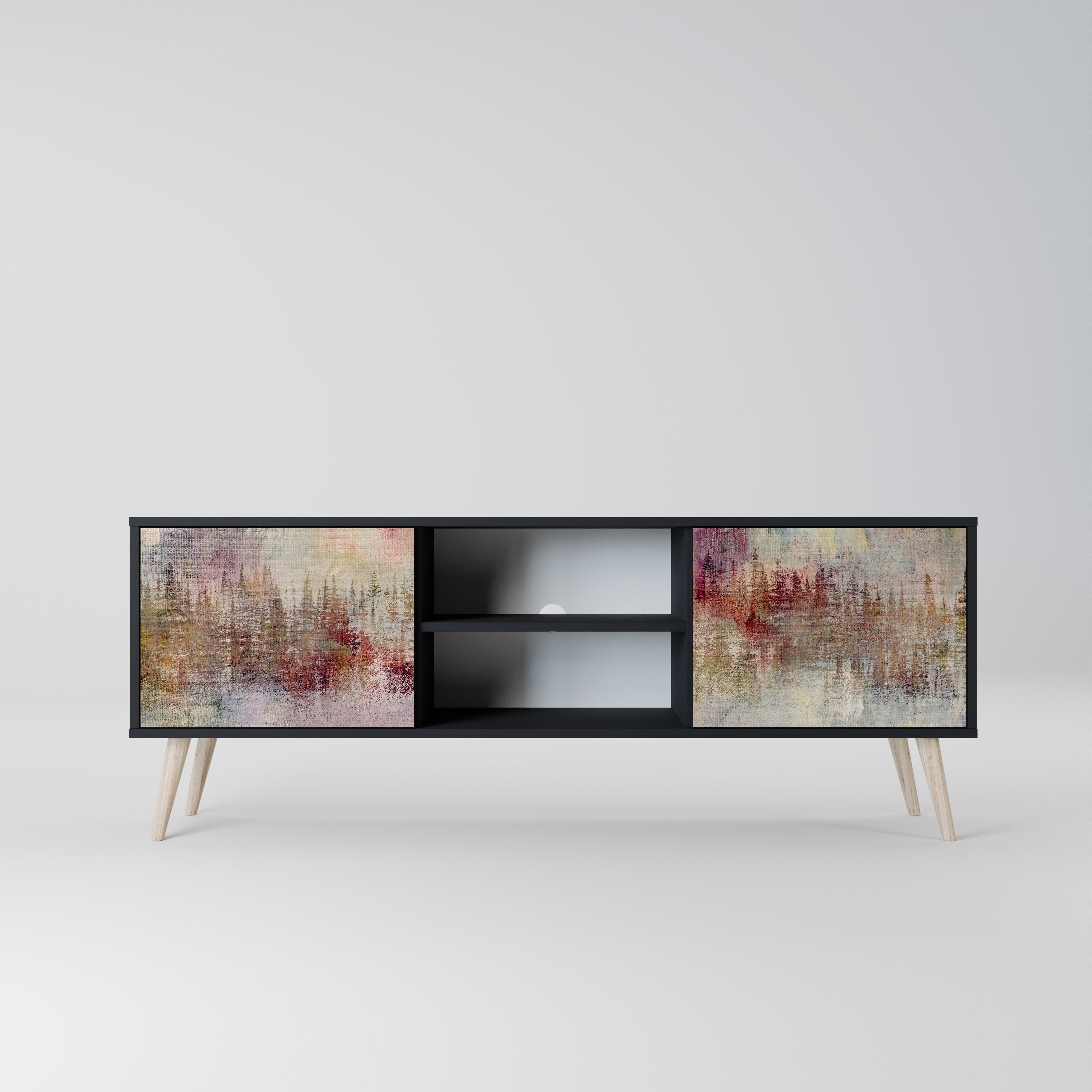 VEILED SUMMIT TV-Lowboard mit 2 Türen in Schwarz