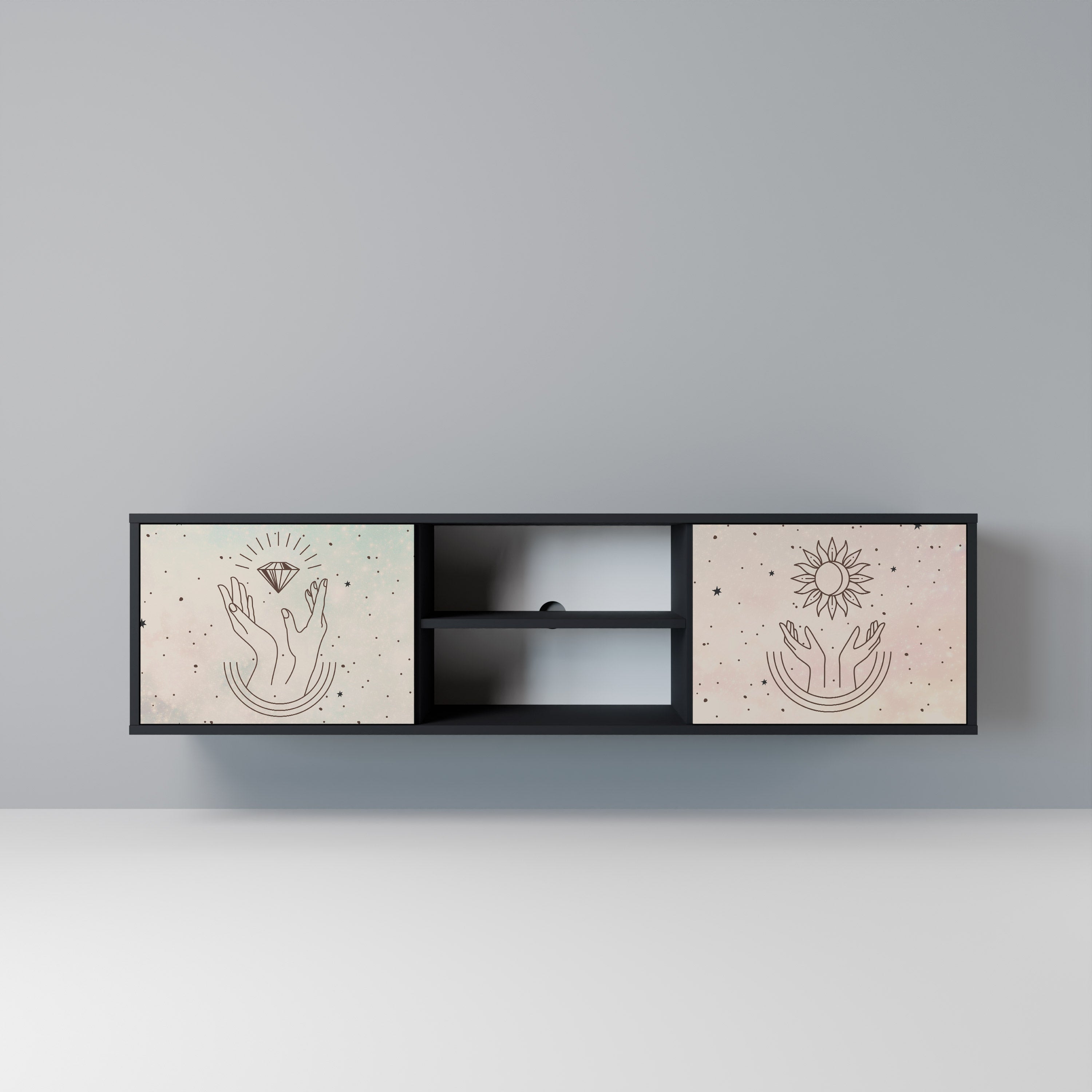 DELICATE BEAUTY TV-Lowboard mit 2 Türen in Schwarz