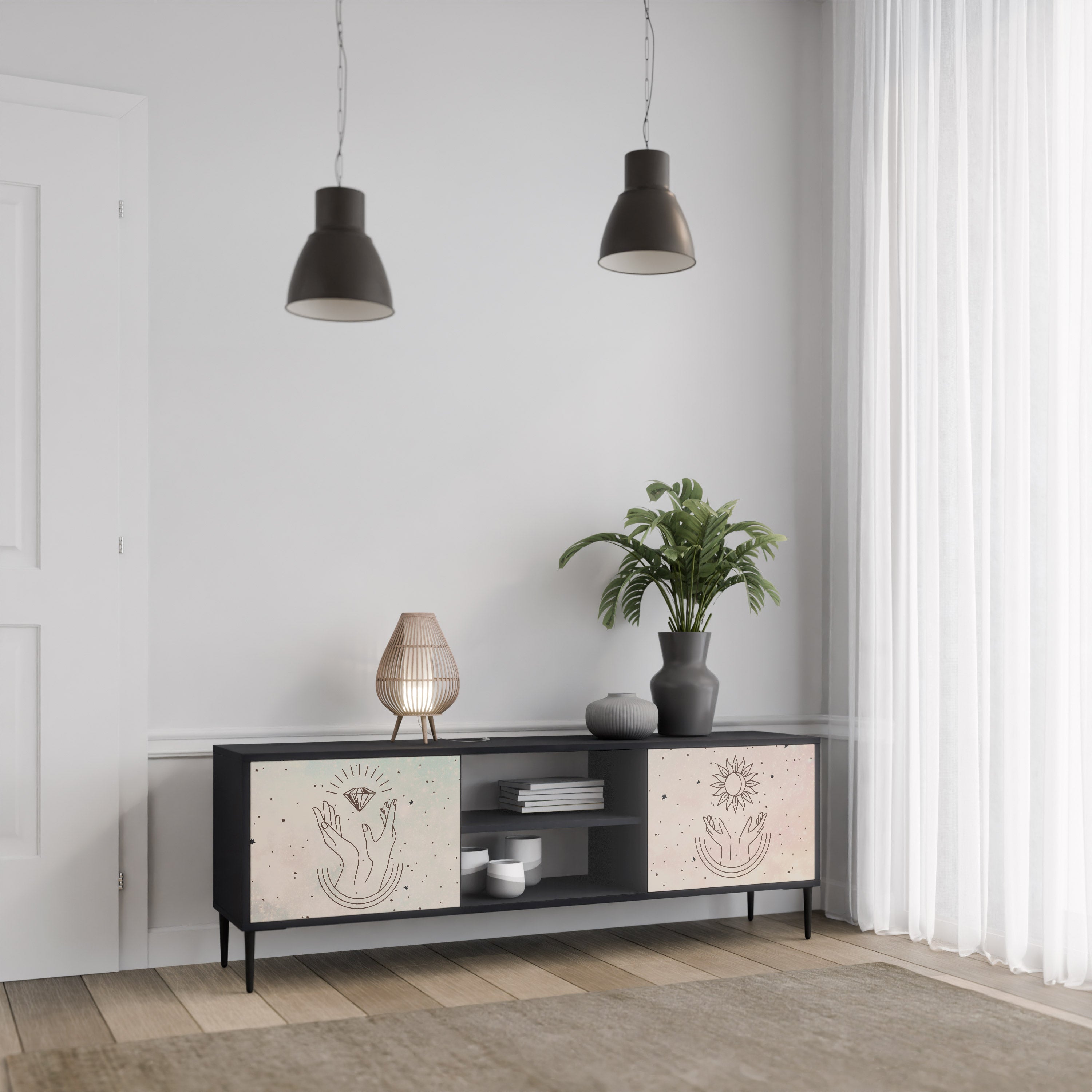 DELICATE BEAUTY TV-Lowboard mit 2 Türen in Schwarz