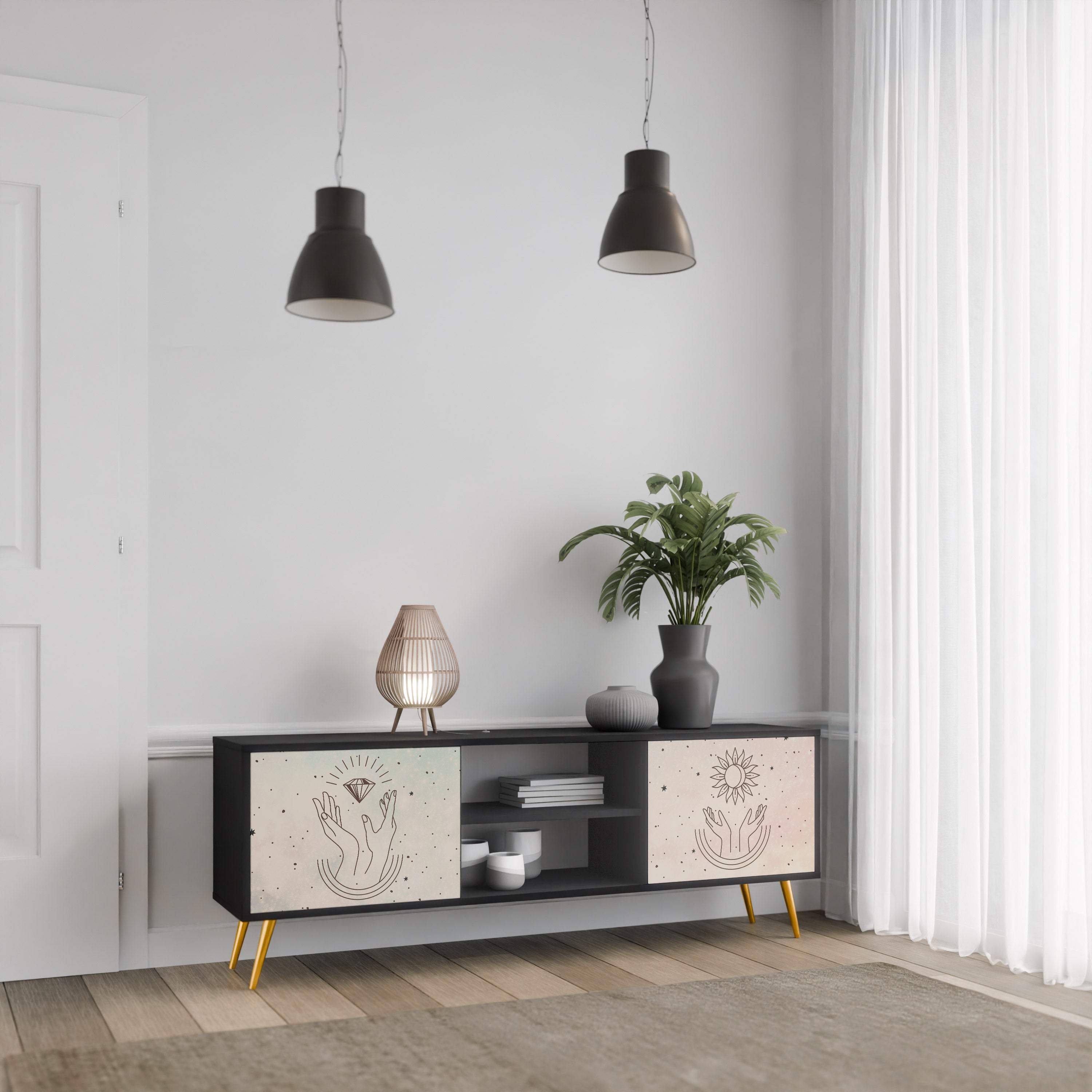 DELICATE BEAUTY TV-Lowboard mit 2 Türen in Schwarz