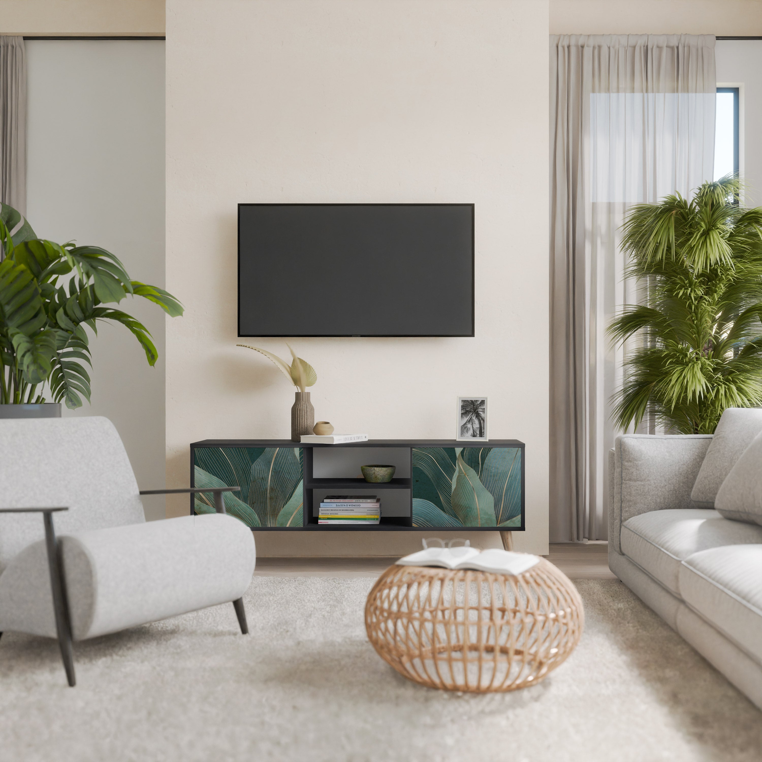 ROYAL GREEN TV-Lowboard mit 2 Türen in Schwarz