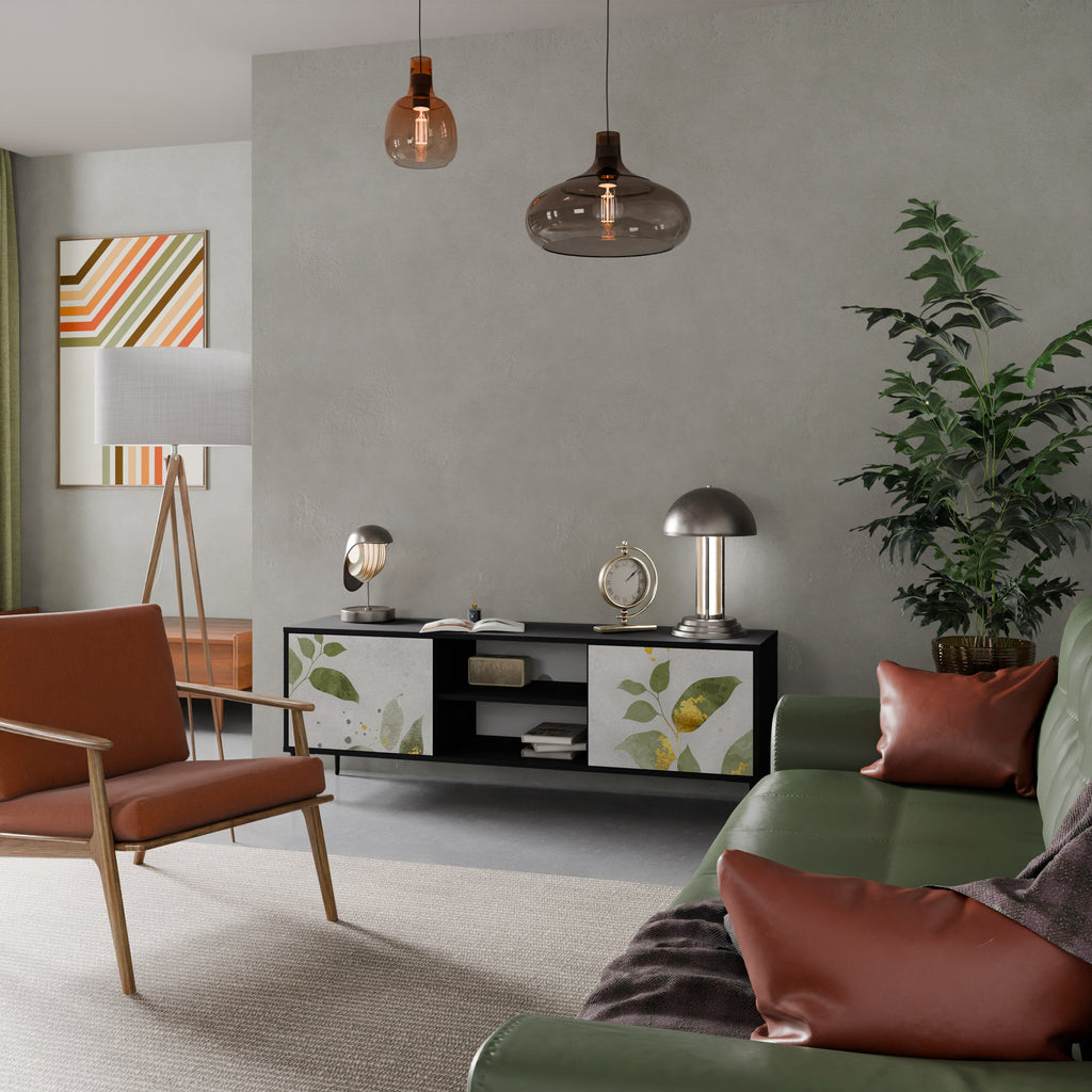 ELEGANT BOTANICS TV-Lowboard mit 2 Türen in Schwarz