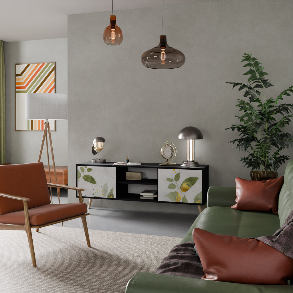 ELEGANT BOTANICS TV-Lowboard mit 2 Türen in Schwarz