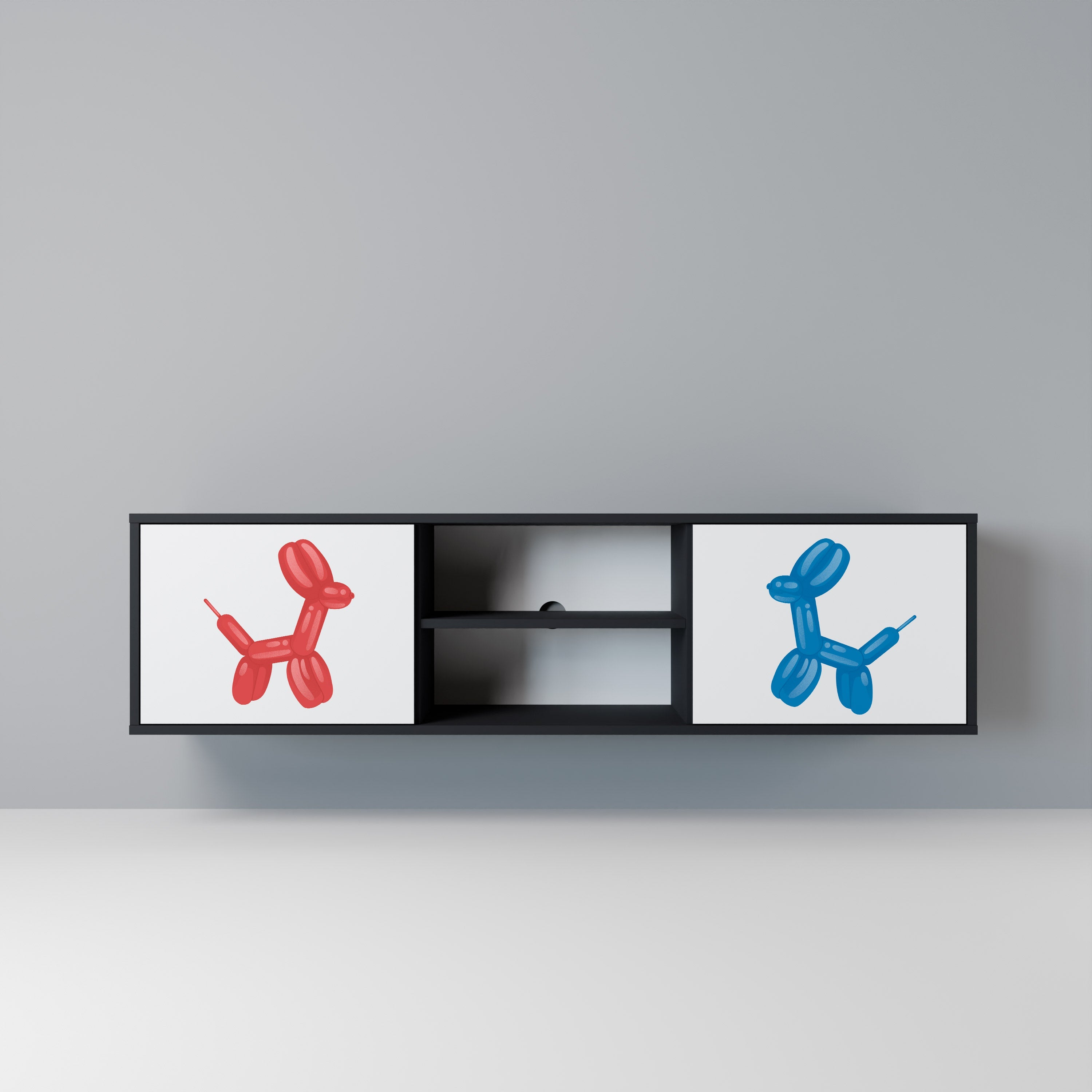 CHILDHOOD MEMORY TV-Lowboard mit 2 Türen in Schwarz