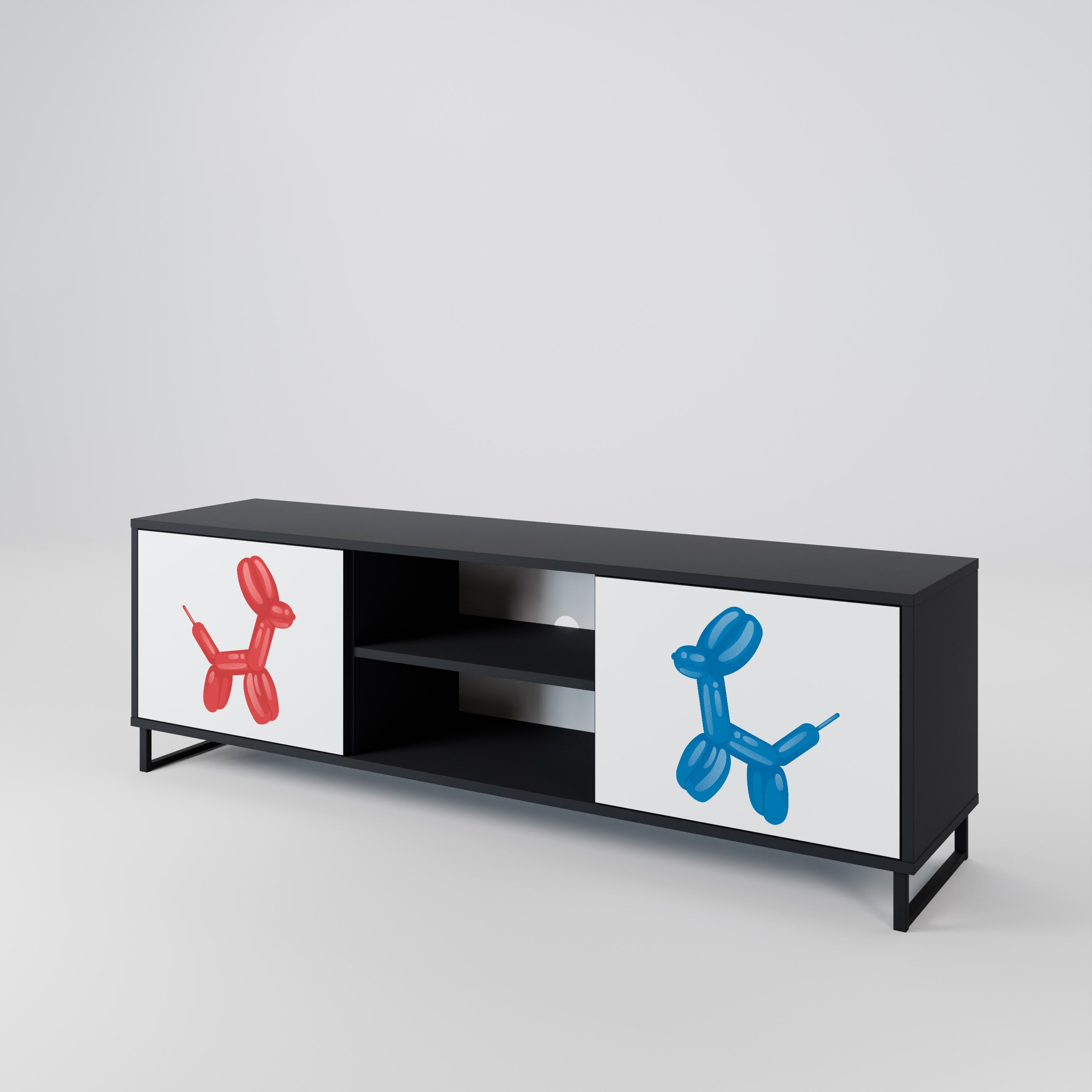 CHILDHOOD MEMORY TV-Lowboard mit 2 Türen in Schwarz