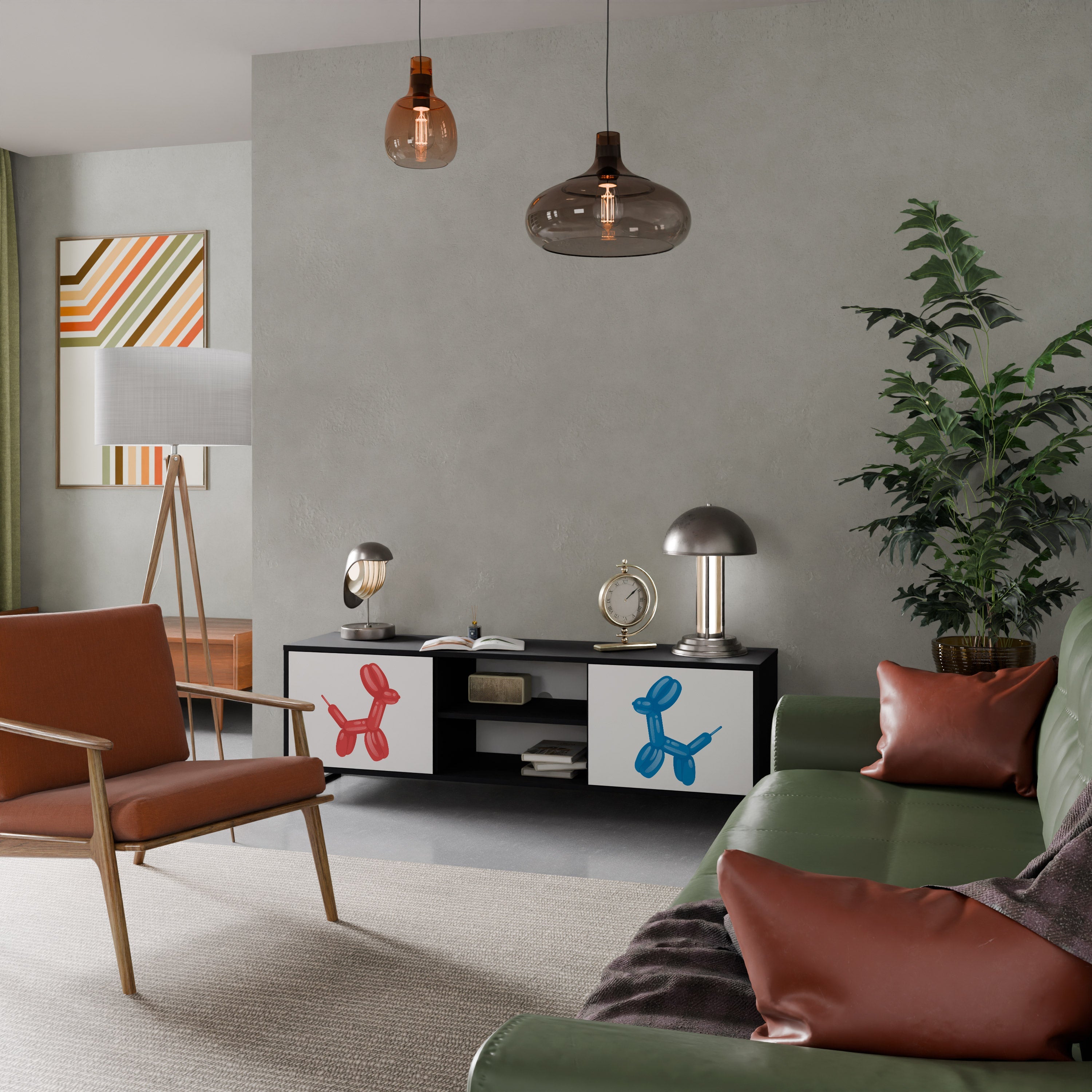 CHILDHOOD MEMORY TV-Lowboard mit 2 Türen in Schwarz