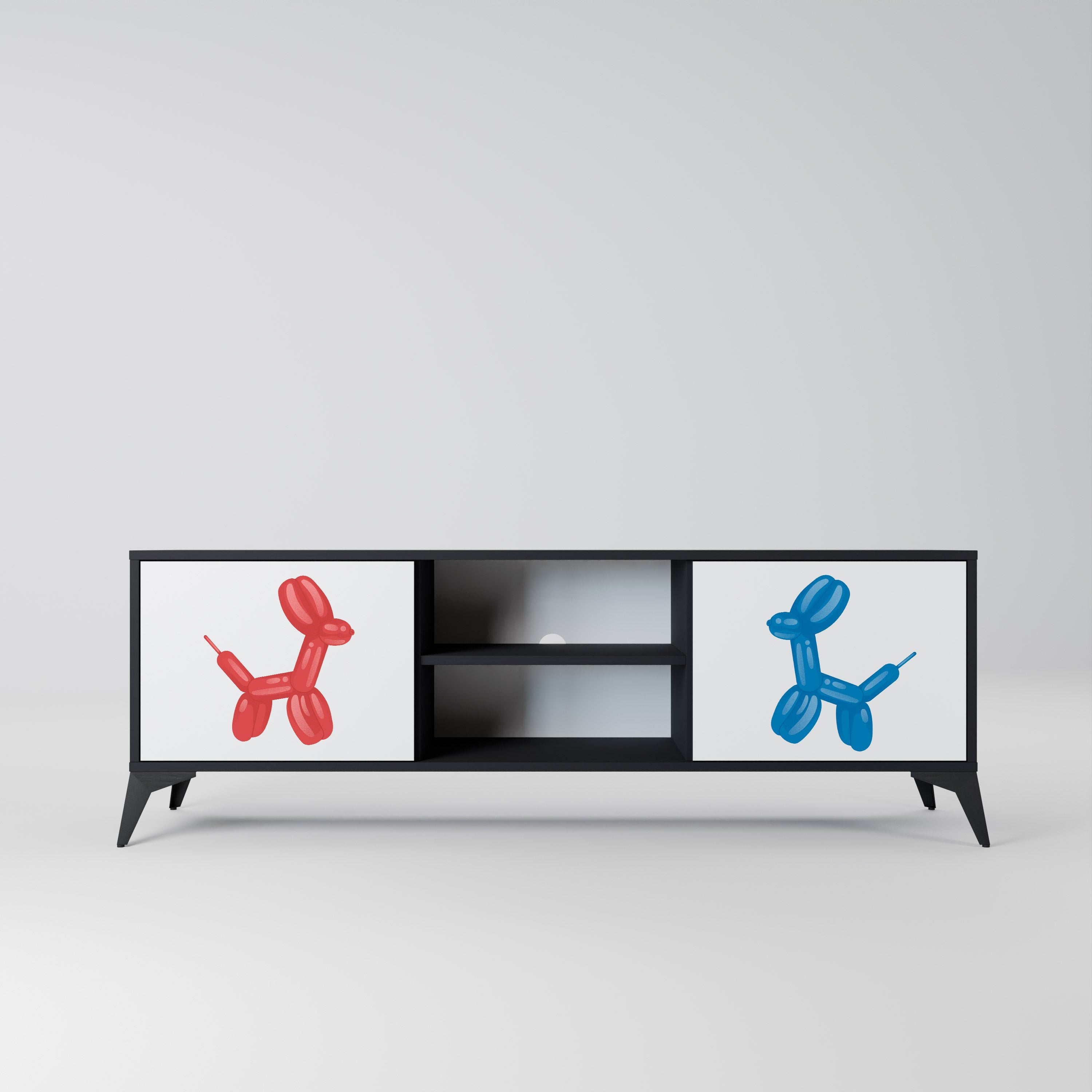 CHILDHOOD MEMORY TV-Lowboard mit 2 Türen in Schwarz