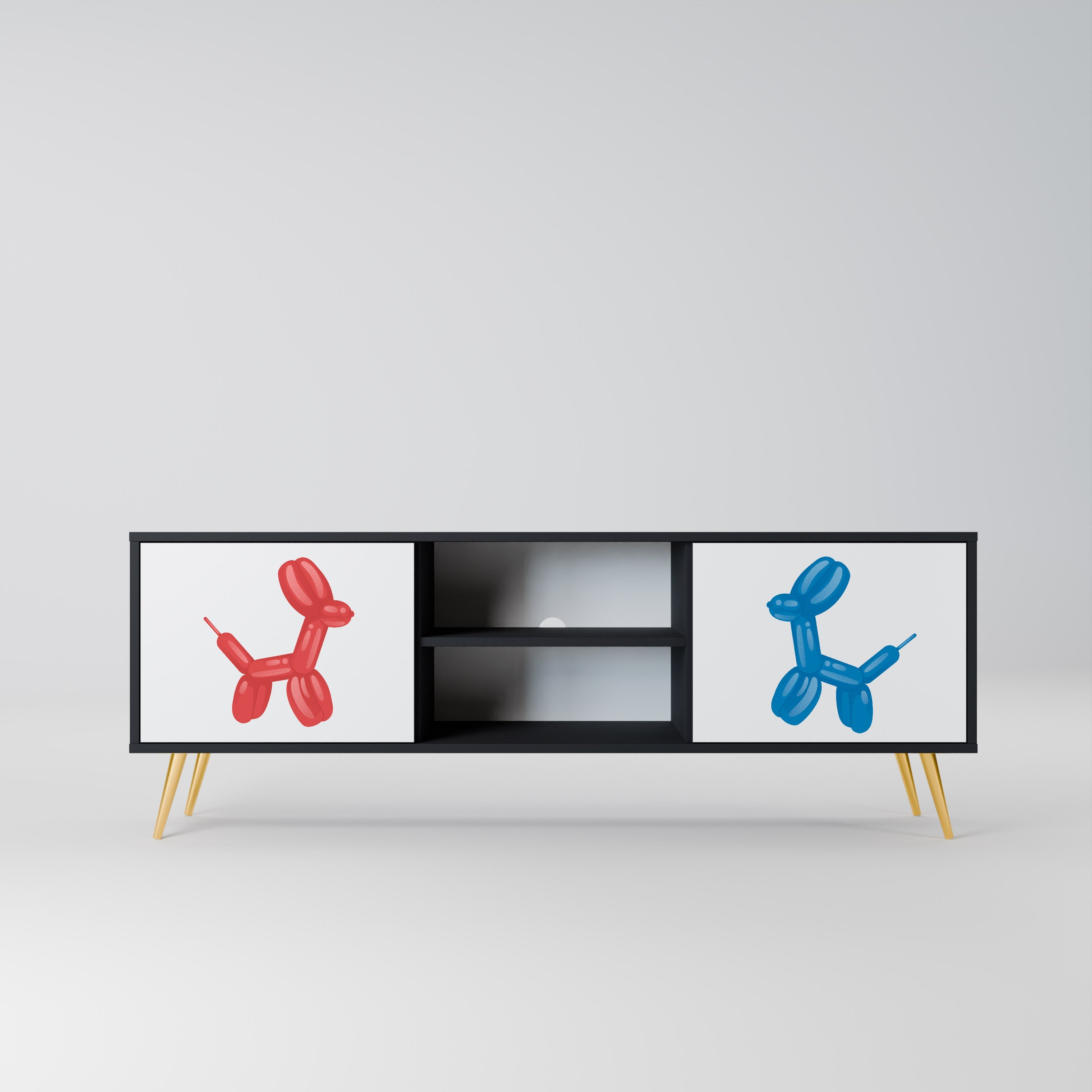 CHILDHOOD MEMORY TV-Lowboard mit 2 Türen in Schwarz