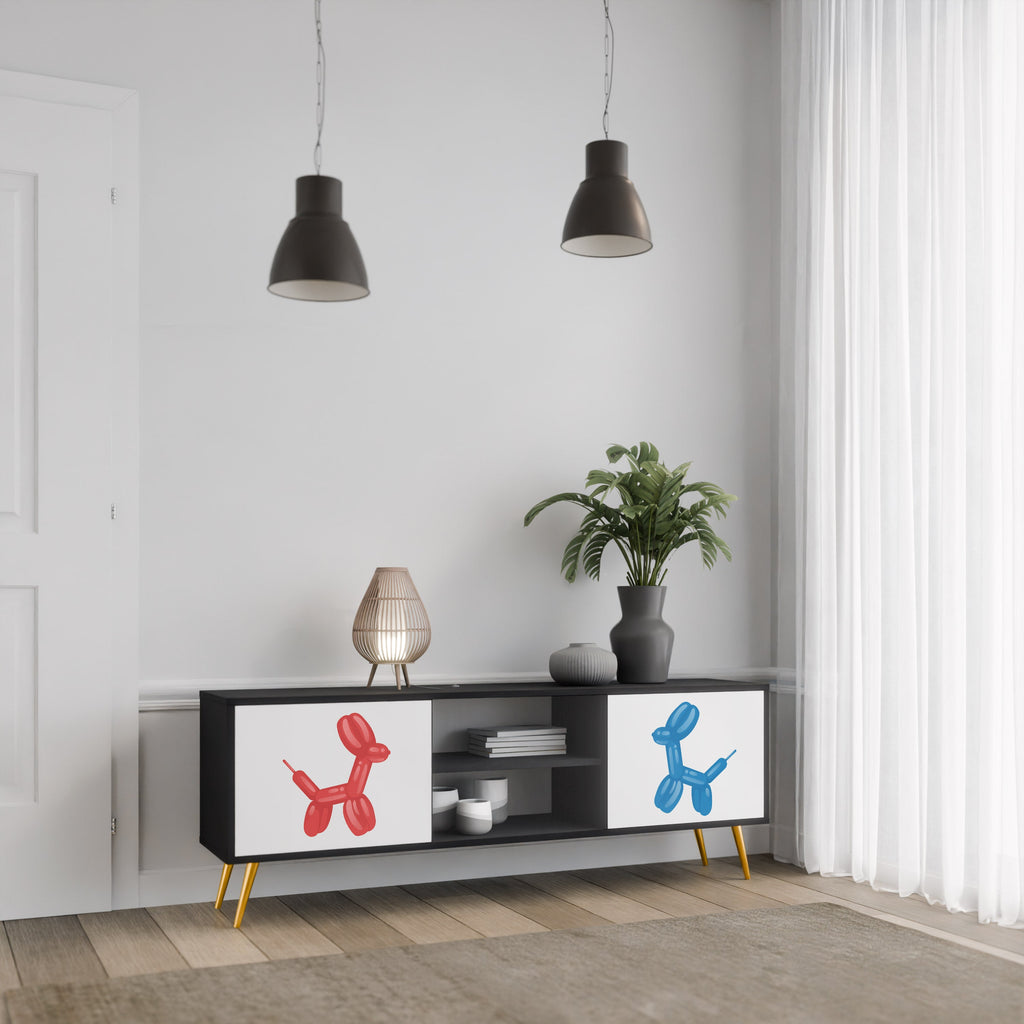 CHILDHOOD MEMORY TV-Lowboard mit 2 Türen in Schwarz