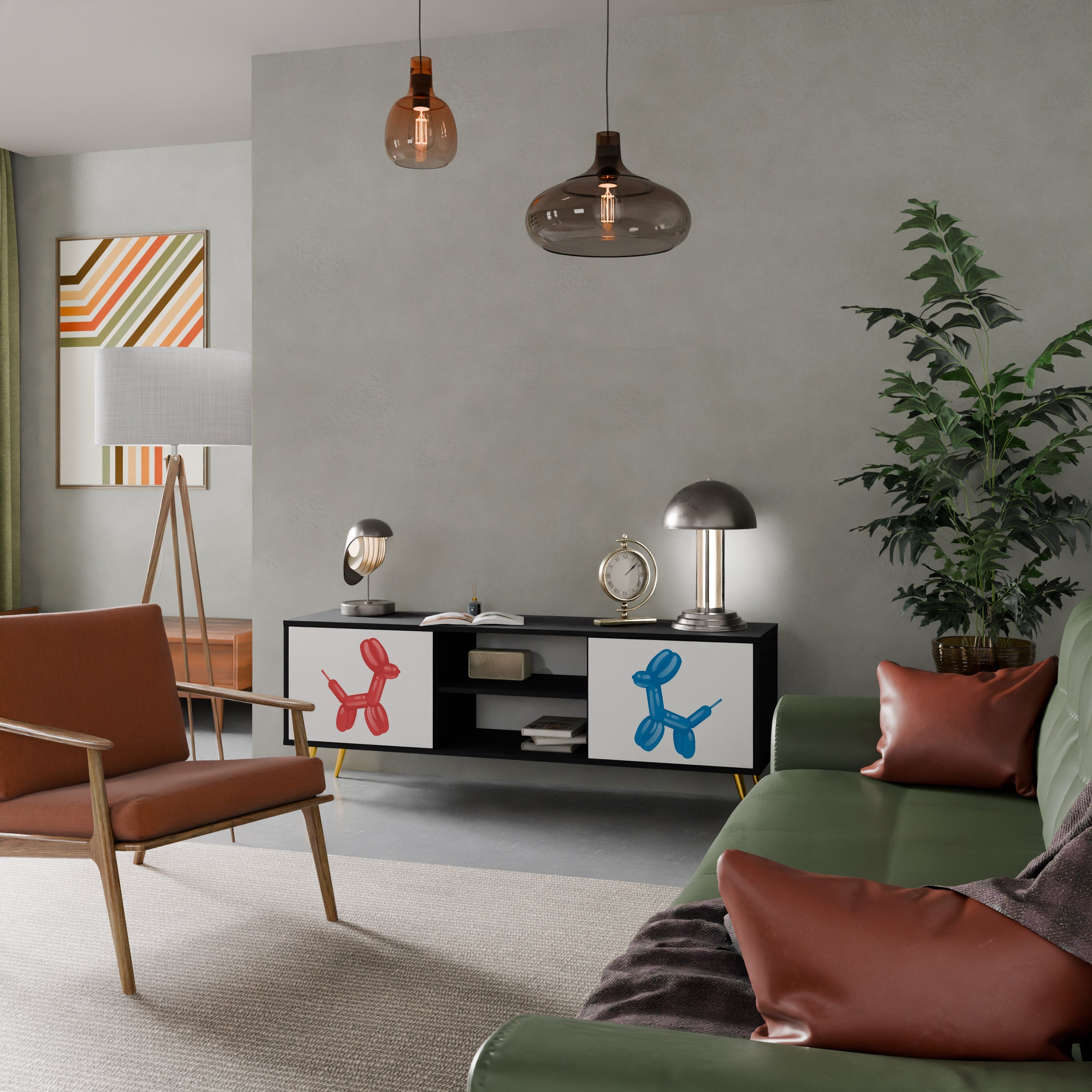 CHILDHOOD MEMORY TV-Lowboard mit 2 Türen in Schwarz