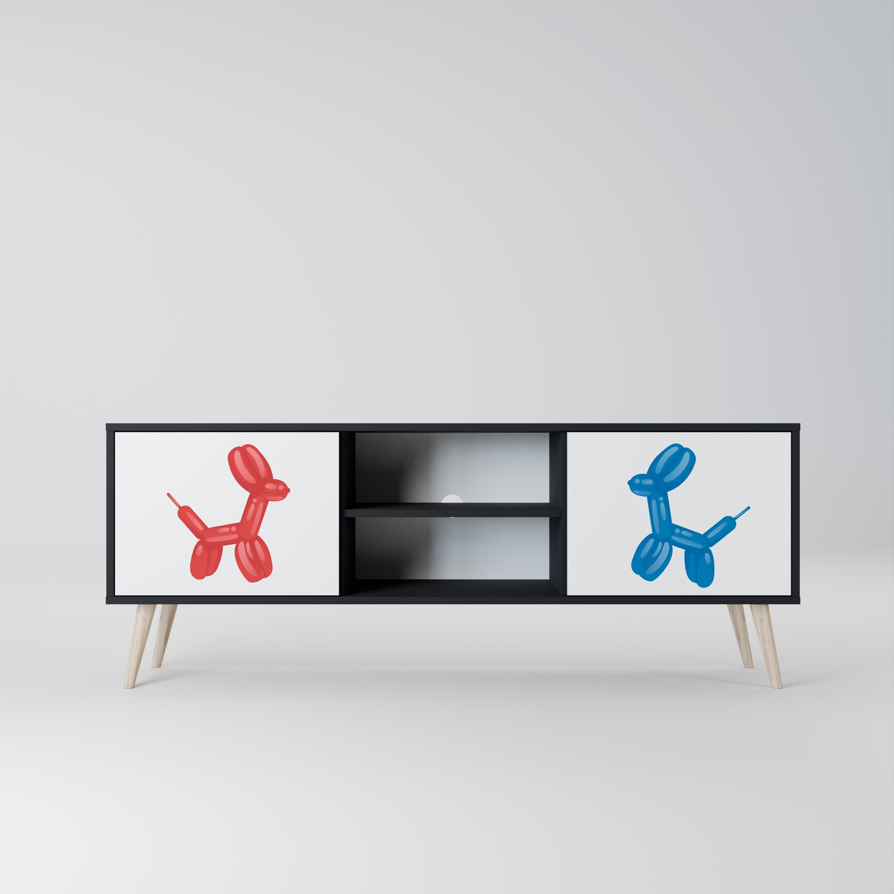 CHILDHOOD MEMORY TV-Lowboard mit 2 Türen in Schwarz