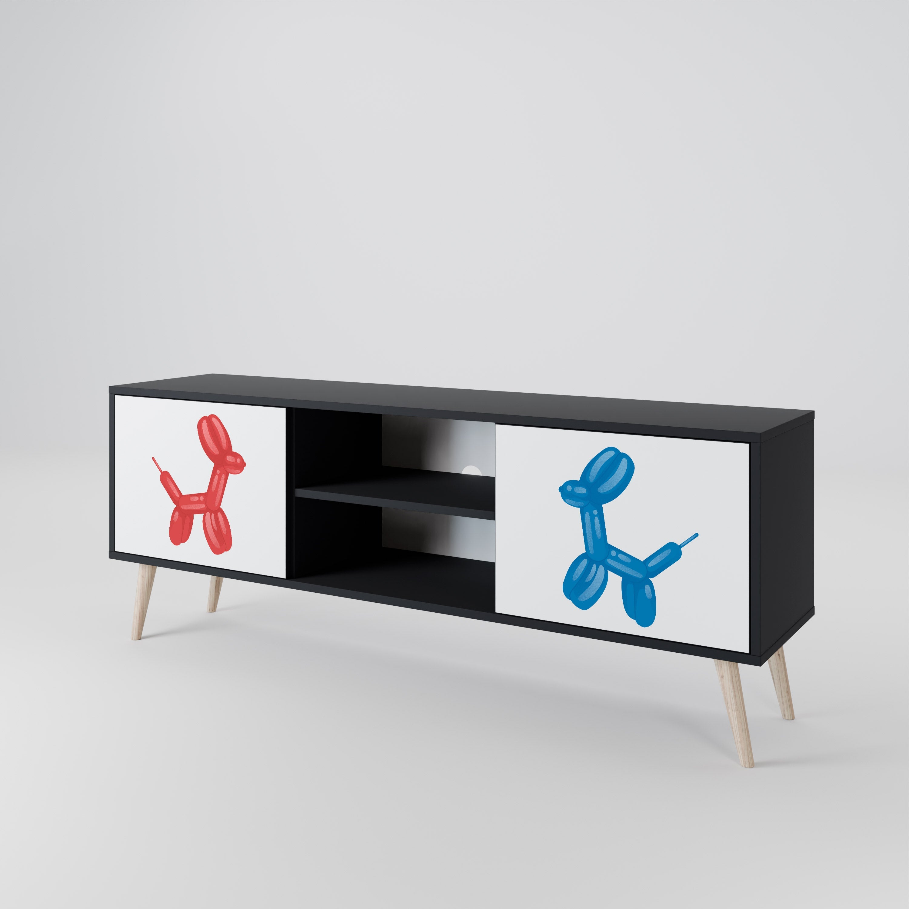 CHILDHOOD MEMORY TV-Lowboard mit 2 Türen in Schwarz