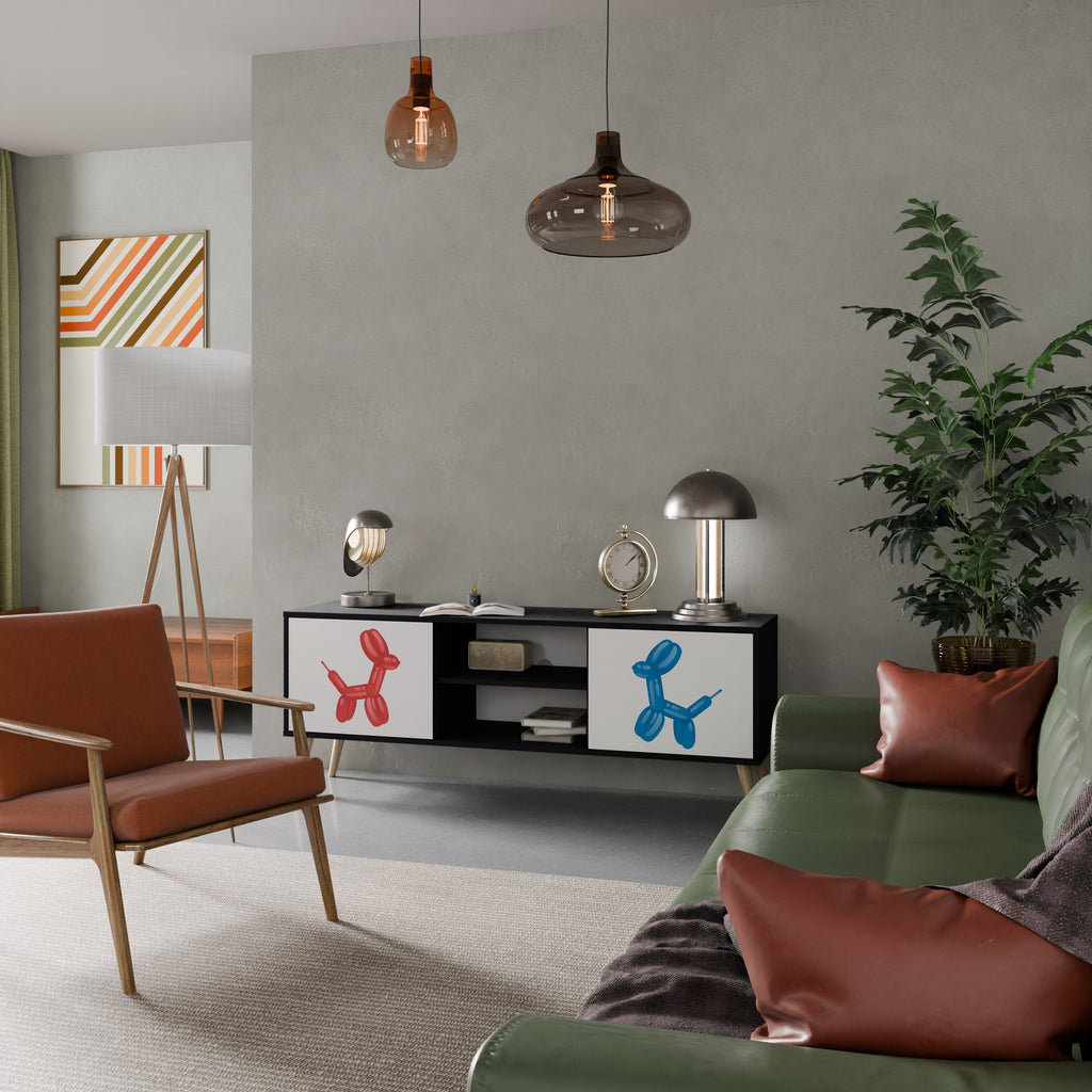 CHILDHOOD MEMORY TV-Lowboard mit 2 Türen in Schwarz