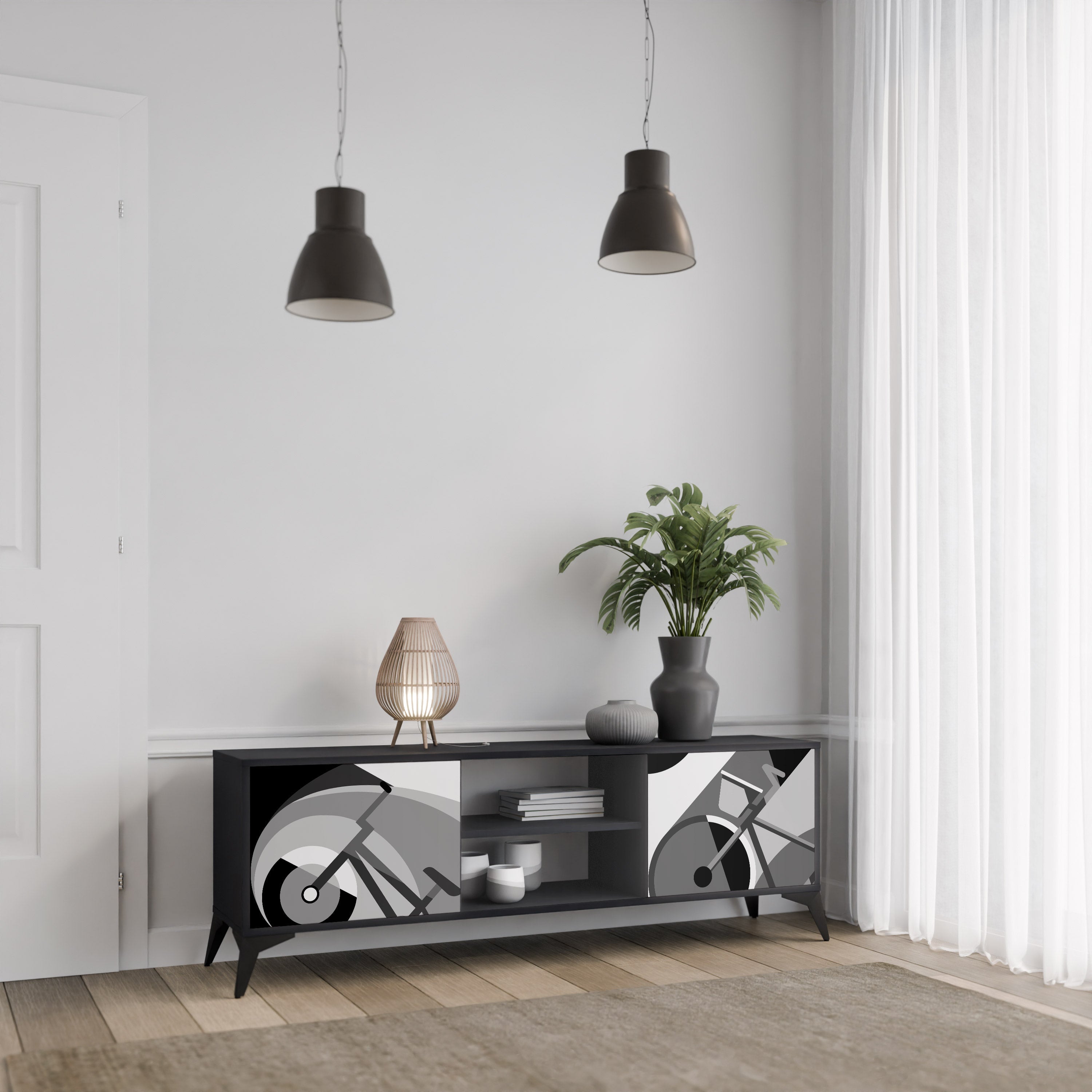 BIKE ENERGY TV-Lowboard mit 2 Türen in Schwarz