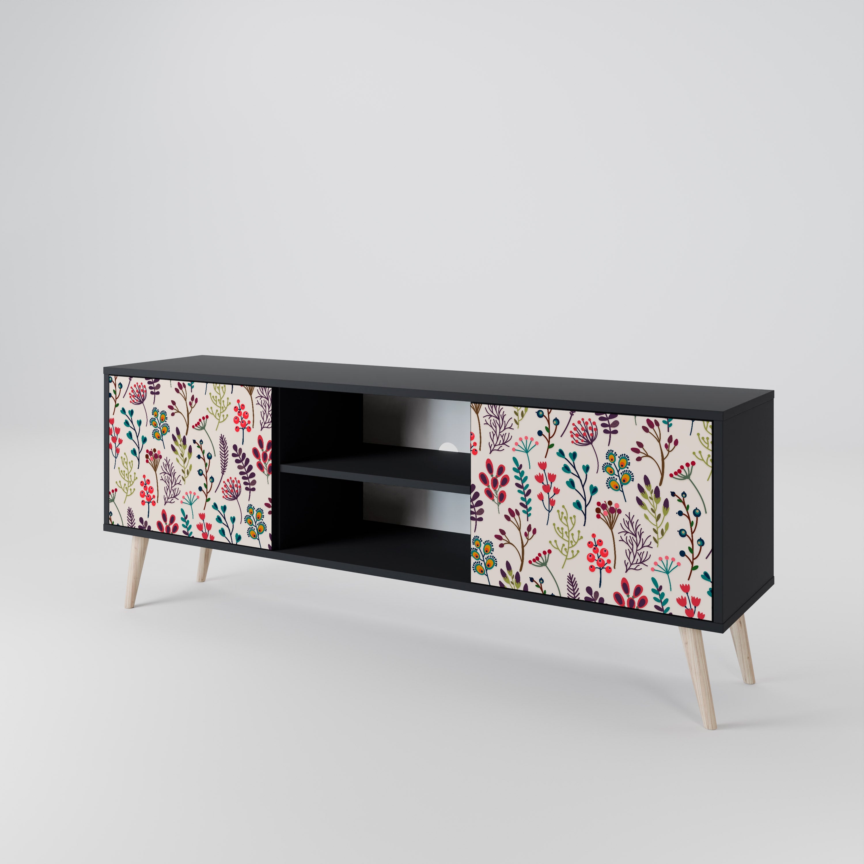AUTUMN SUNDRIES TV-Lowboard mit 2 Türen in Schwarz