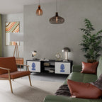 POLISH FOLK ART TV-Lowboard mit 2 Türen in Schwarz