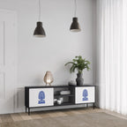 POLISH FOLK ART TV-Lowboard mit 2 Türen in Schwarz