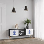 POLISH FOLK ART TV-Lowboard mit 2 Türen in Schwarz