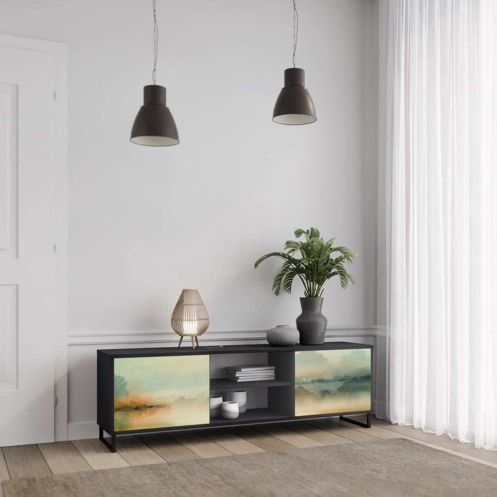 MORNING BY THE LAKE TV-Lowboard mit 2 Türen in Schwarz