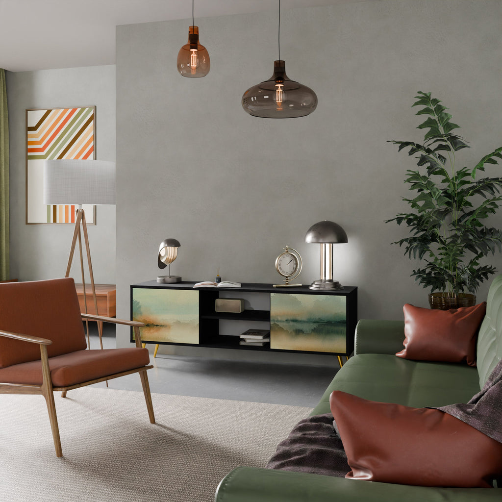 MORNING BY THE LAKE TV-Lowboard mit 2 Türen in Schwarz