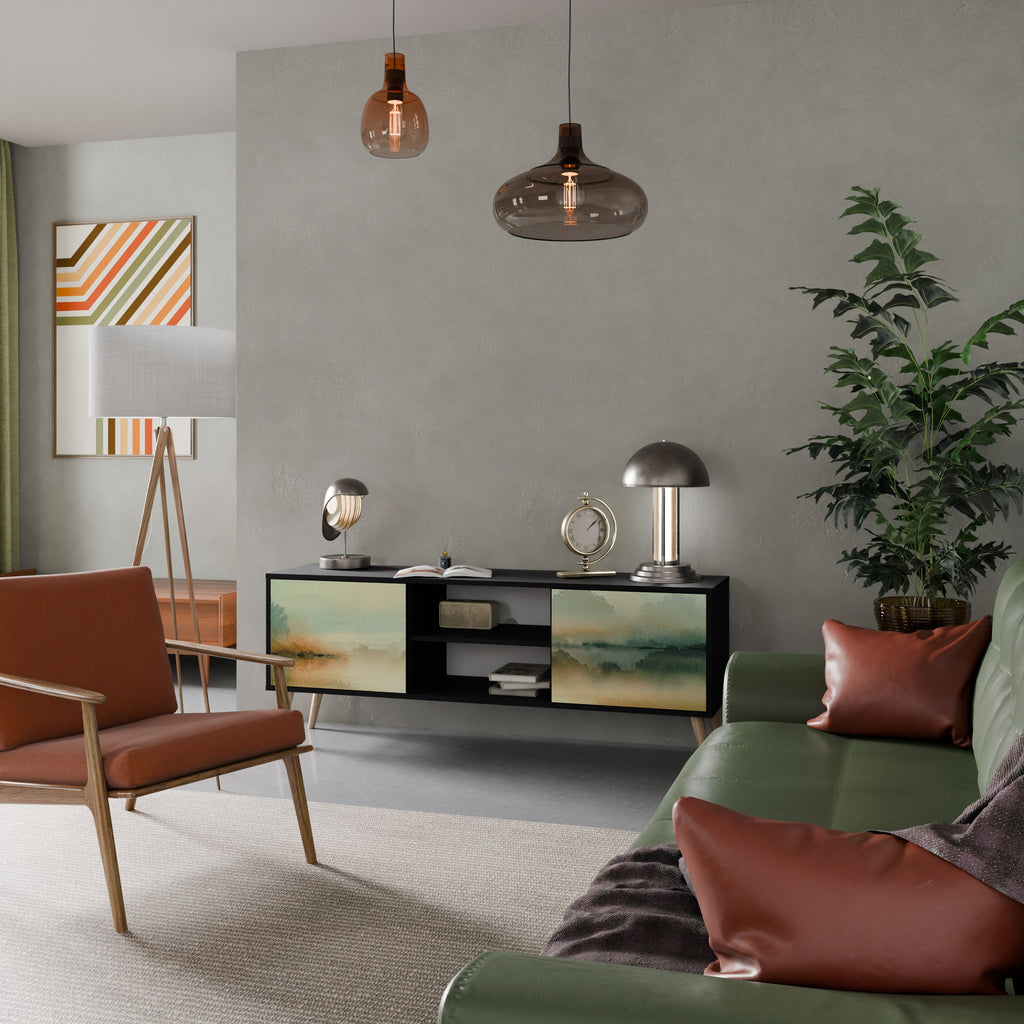 MORNING BY THE LAKE TV-Lowboard mit 2 Türen in Schwarz