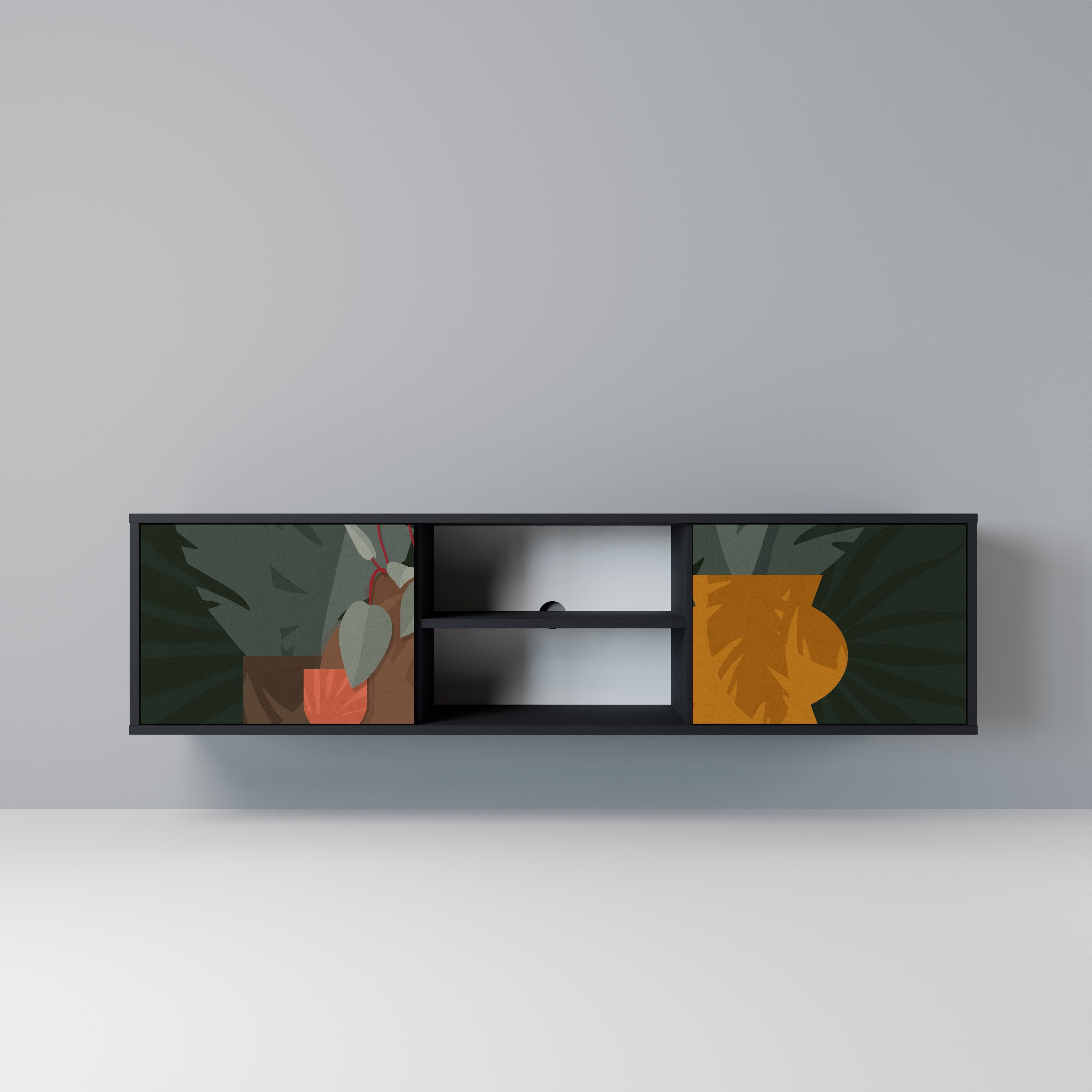 TROPICAL COMPOSITION TV-Lowboard mit 2 Türen in Schwarz