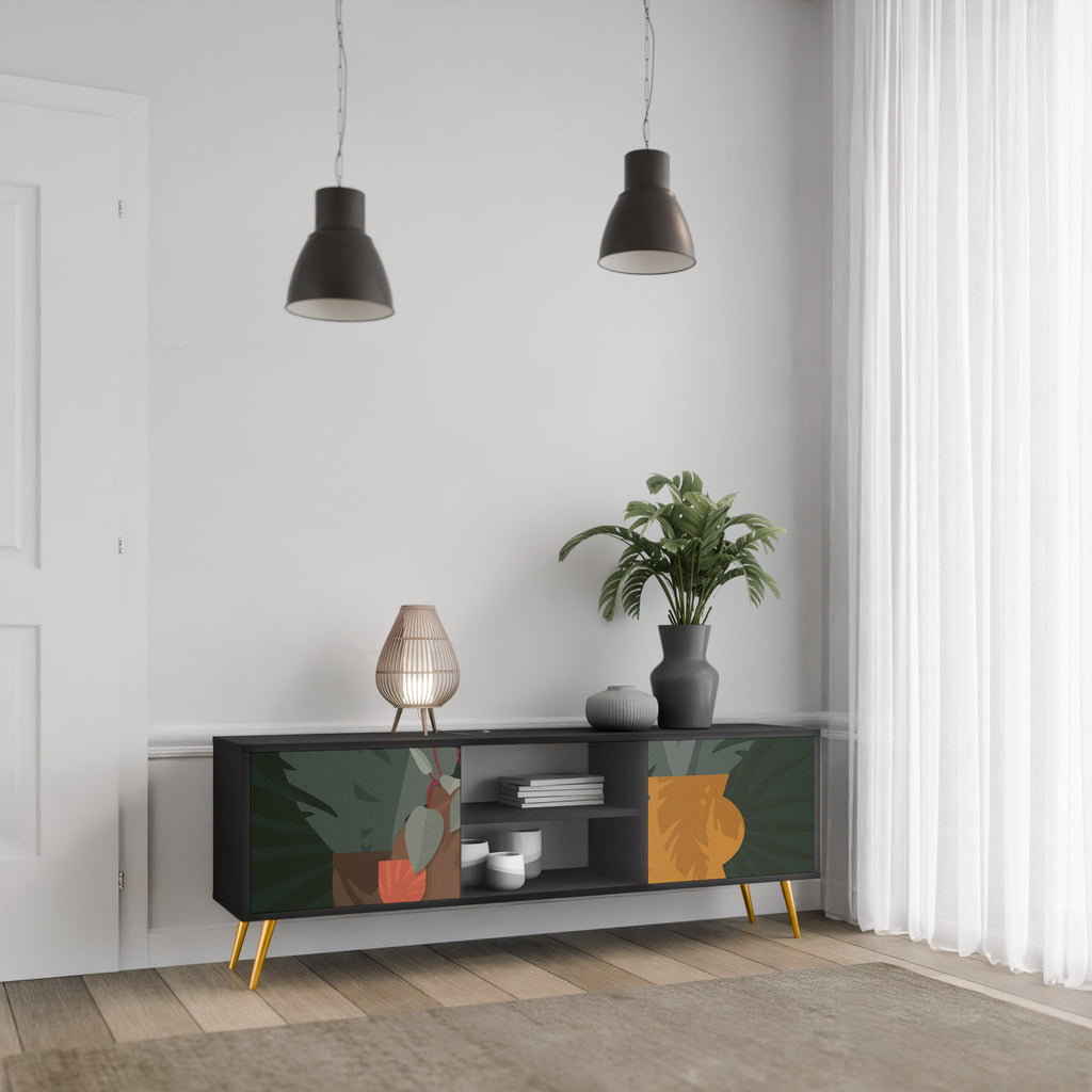 TROPICAL COMPOSITION TV-Lowboard mit 2 Türen in Schwarz