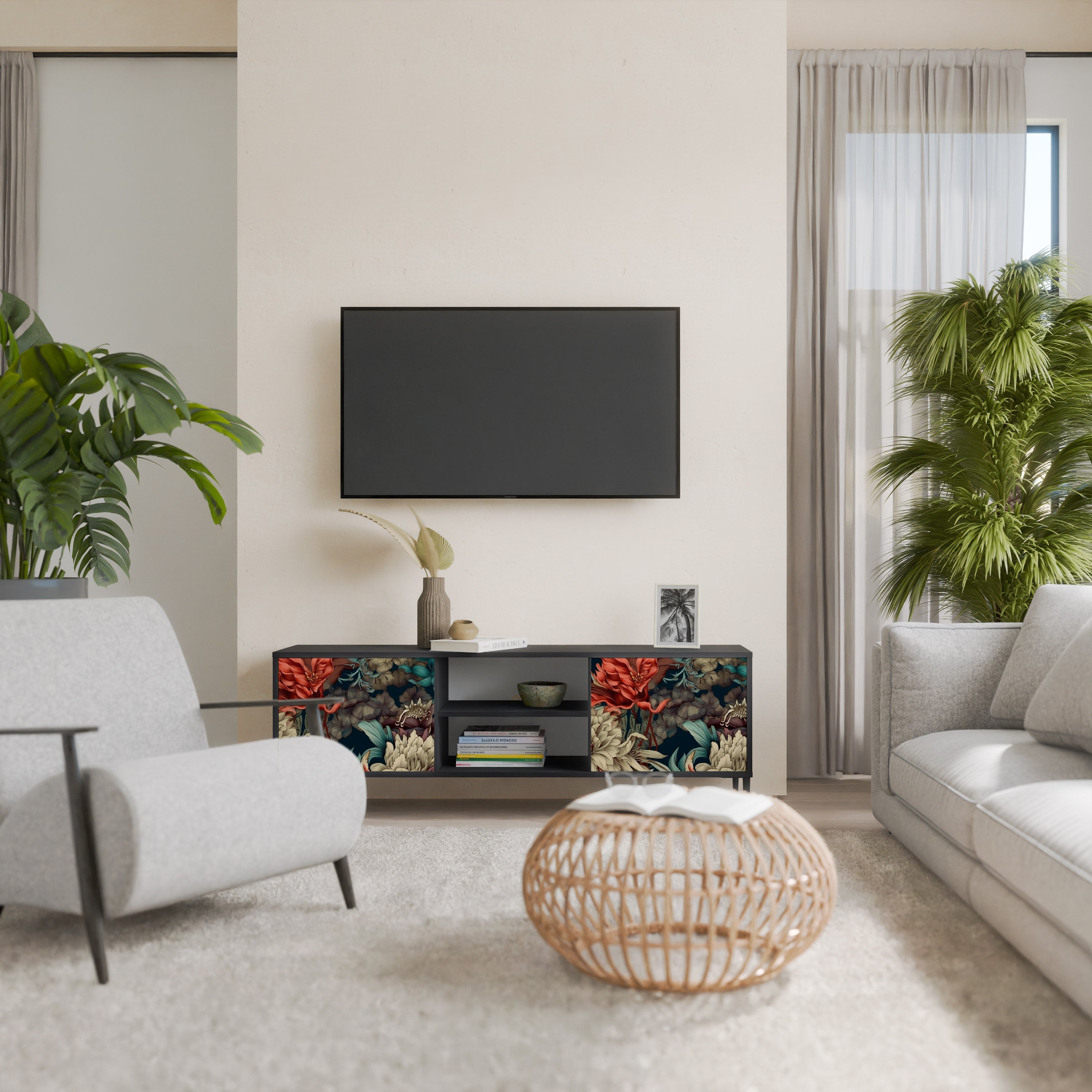 SPROUTING GRACE TV-Lowboard mit 2 Türen in Schwarz