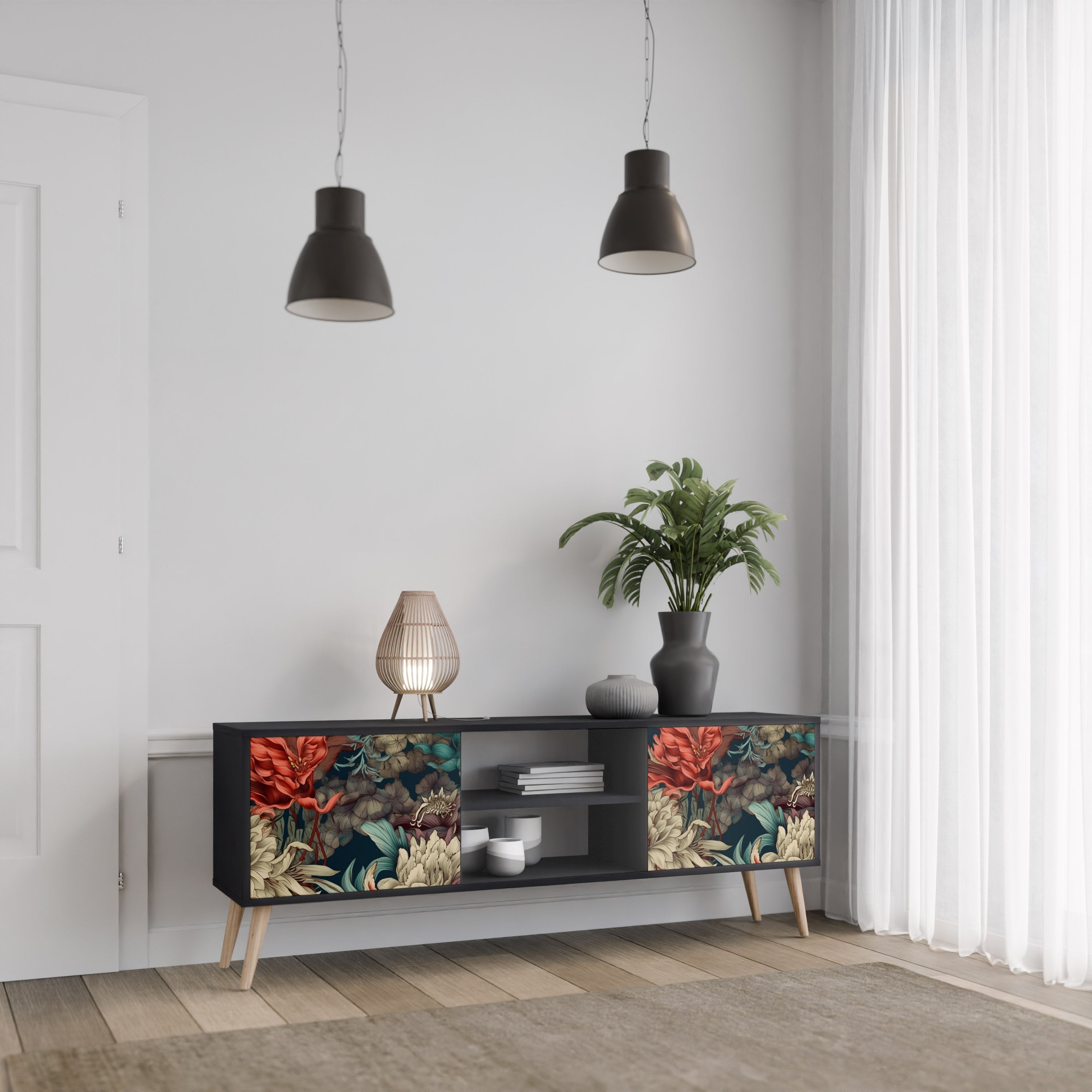 SPROUTING GRACE TV-Lowboard mit 2 Türen in Schwarz