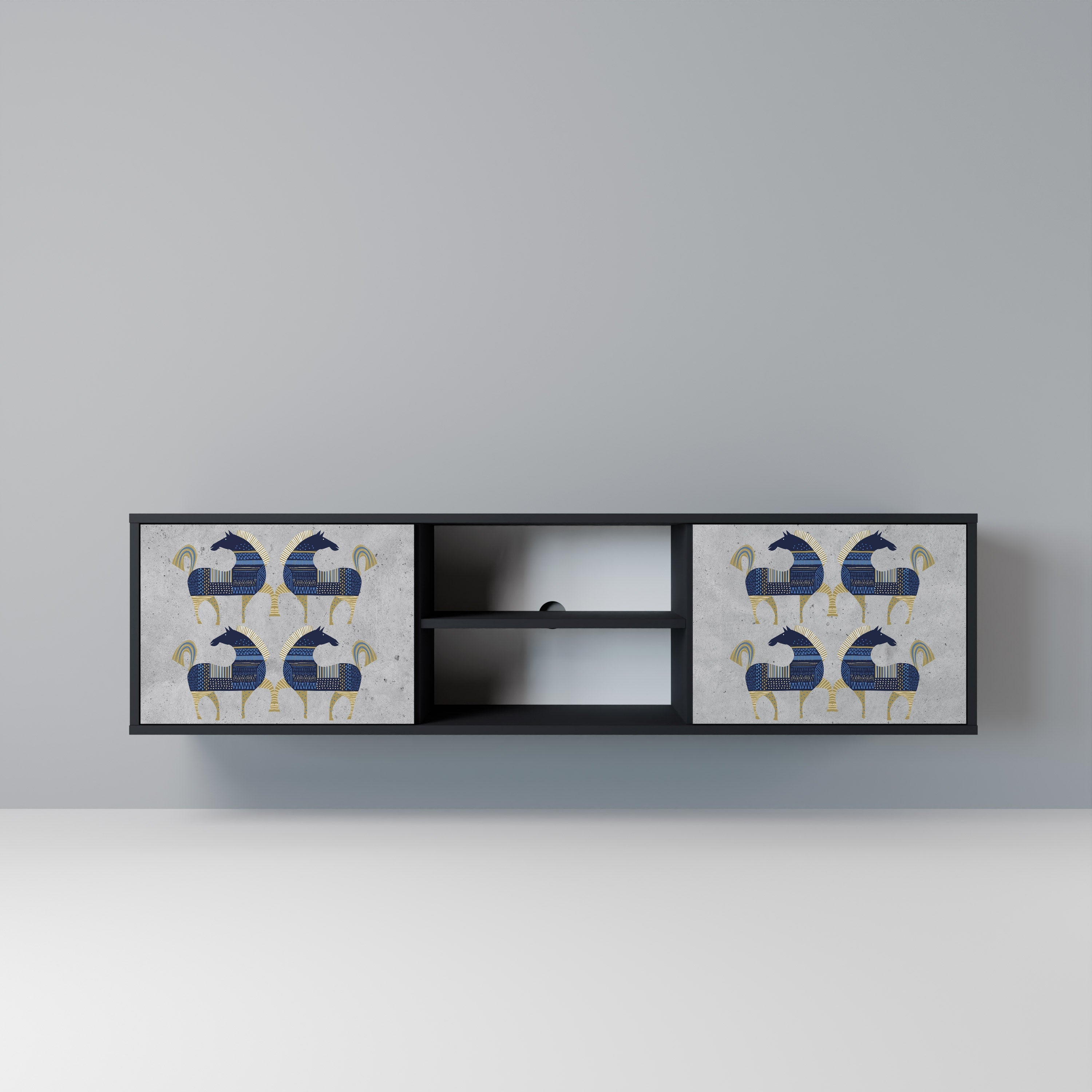 MAJESTIC STEED TV-Lowboard mit 2 Türen in Schwarz