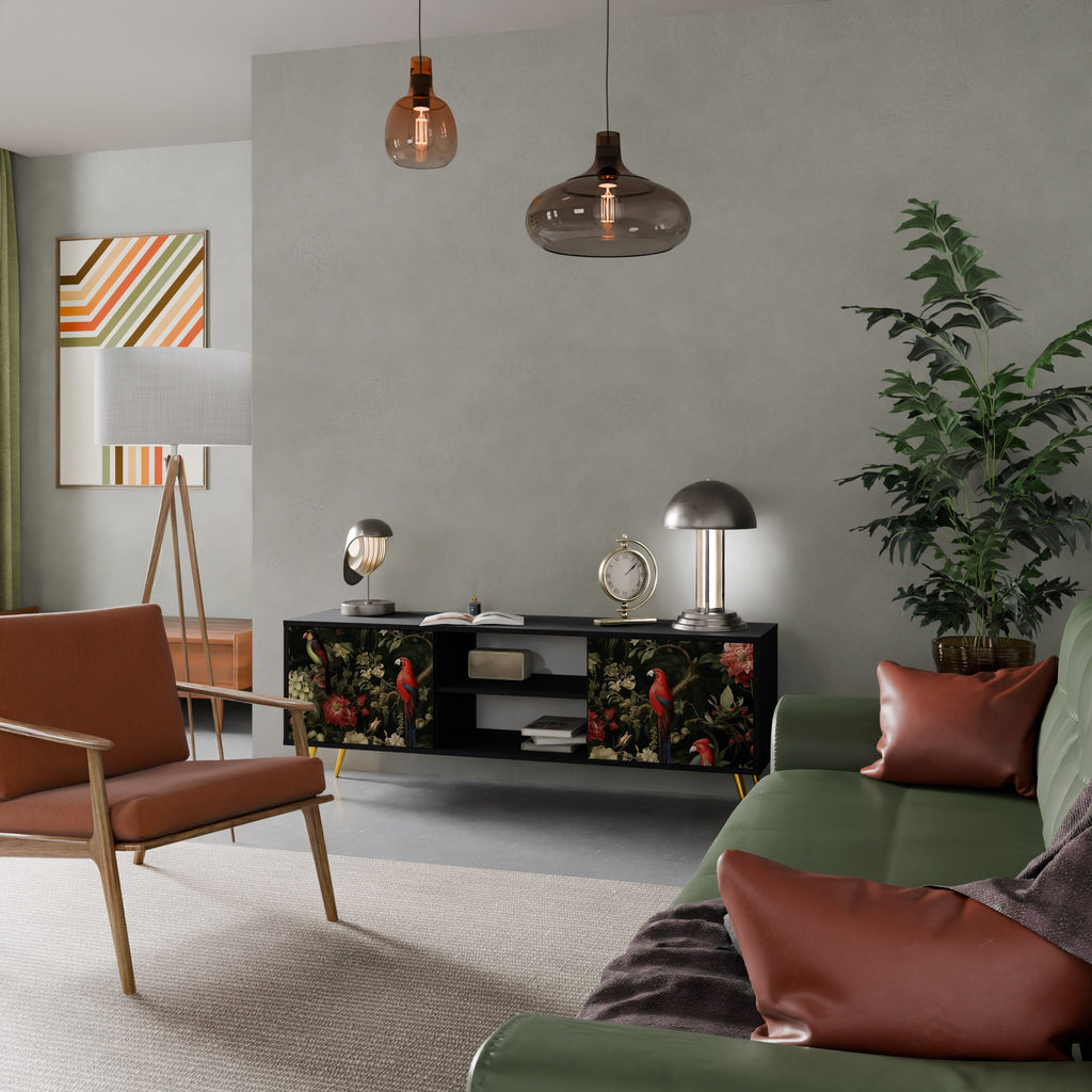 AVIAN GREENERY TV-Lowboard mit 2 Türen in Schwarz