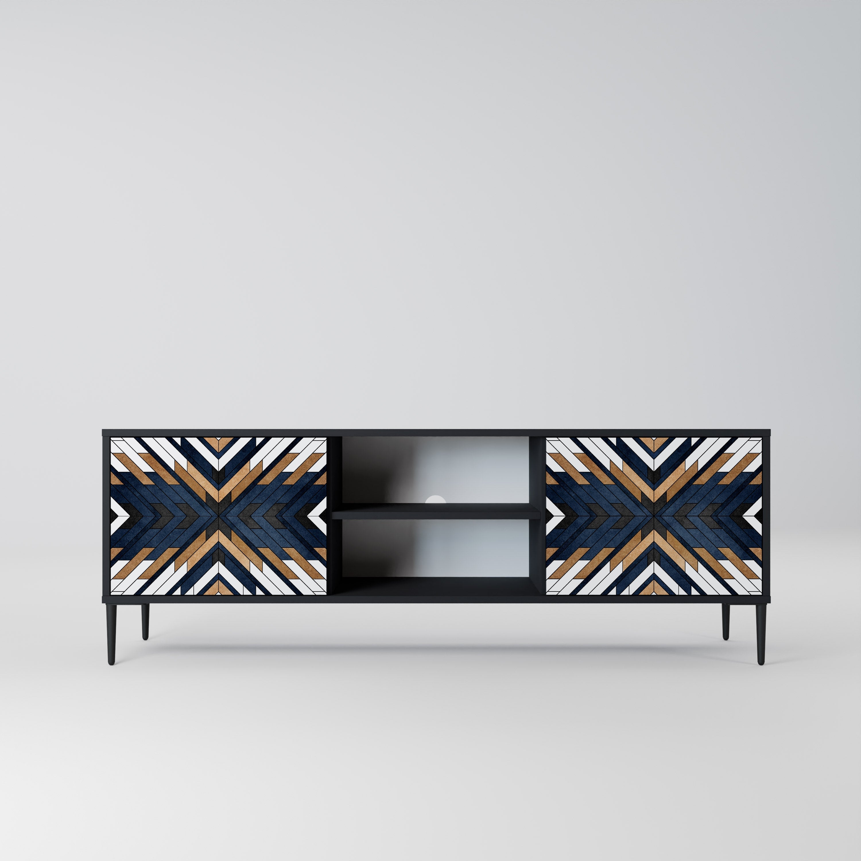 ARTFUL GEOMETRY TV-Ständer mit 2 Türen in Schwarz