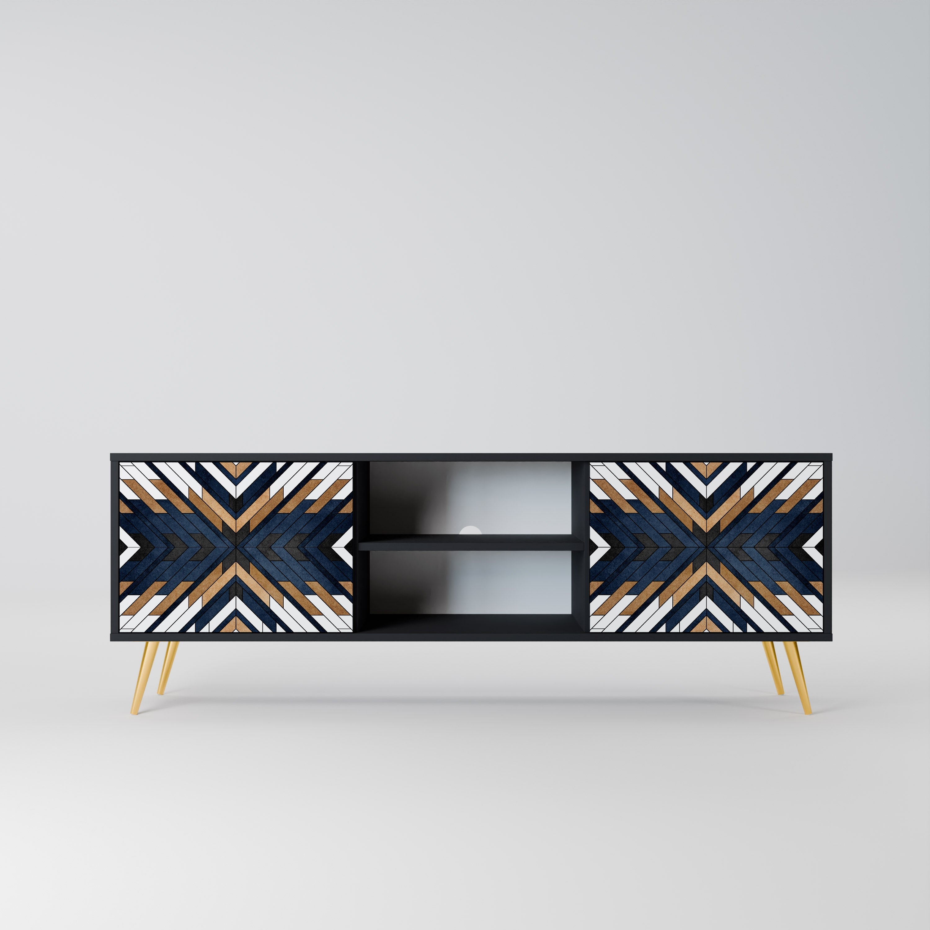 ARTFUL GEOMETRY TV-Ständer mit 2 Türen in Schwarz