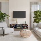 VIBRANT PATCHWORK TV-Lowboard mit 2 Türen in Schwarz