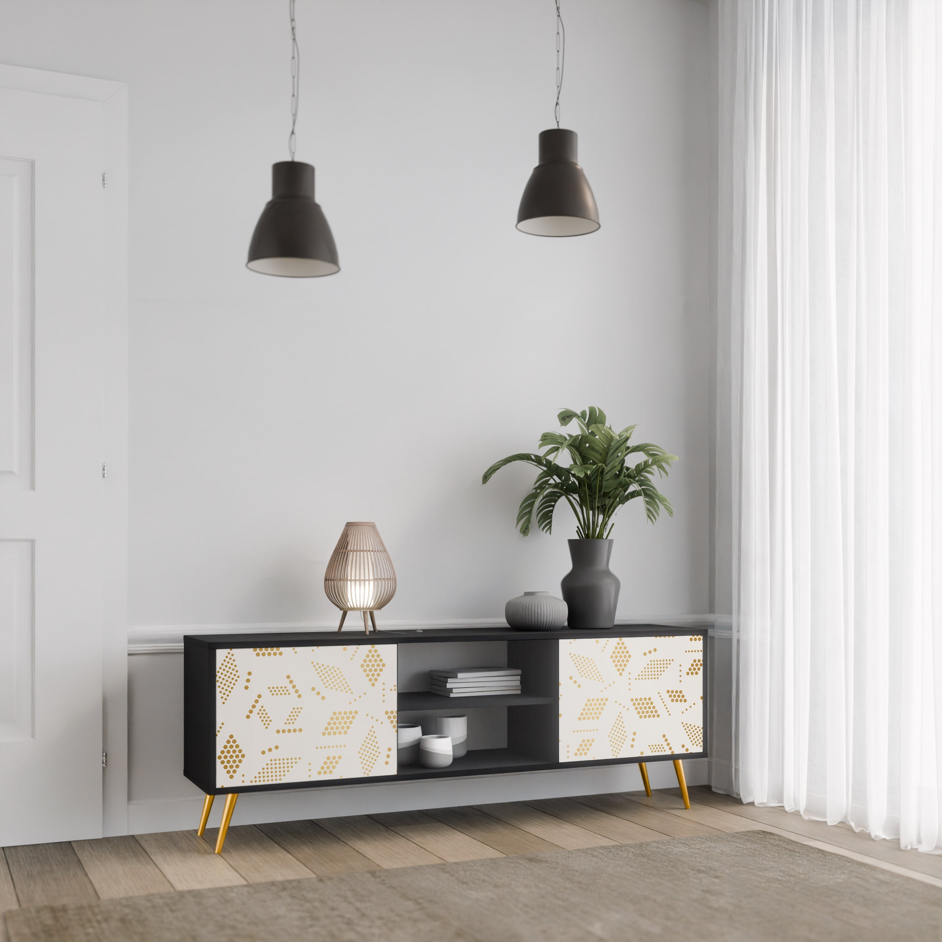 SPOTTED DAZE TV-Lowboard mit 2 Türen in Schwarz