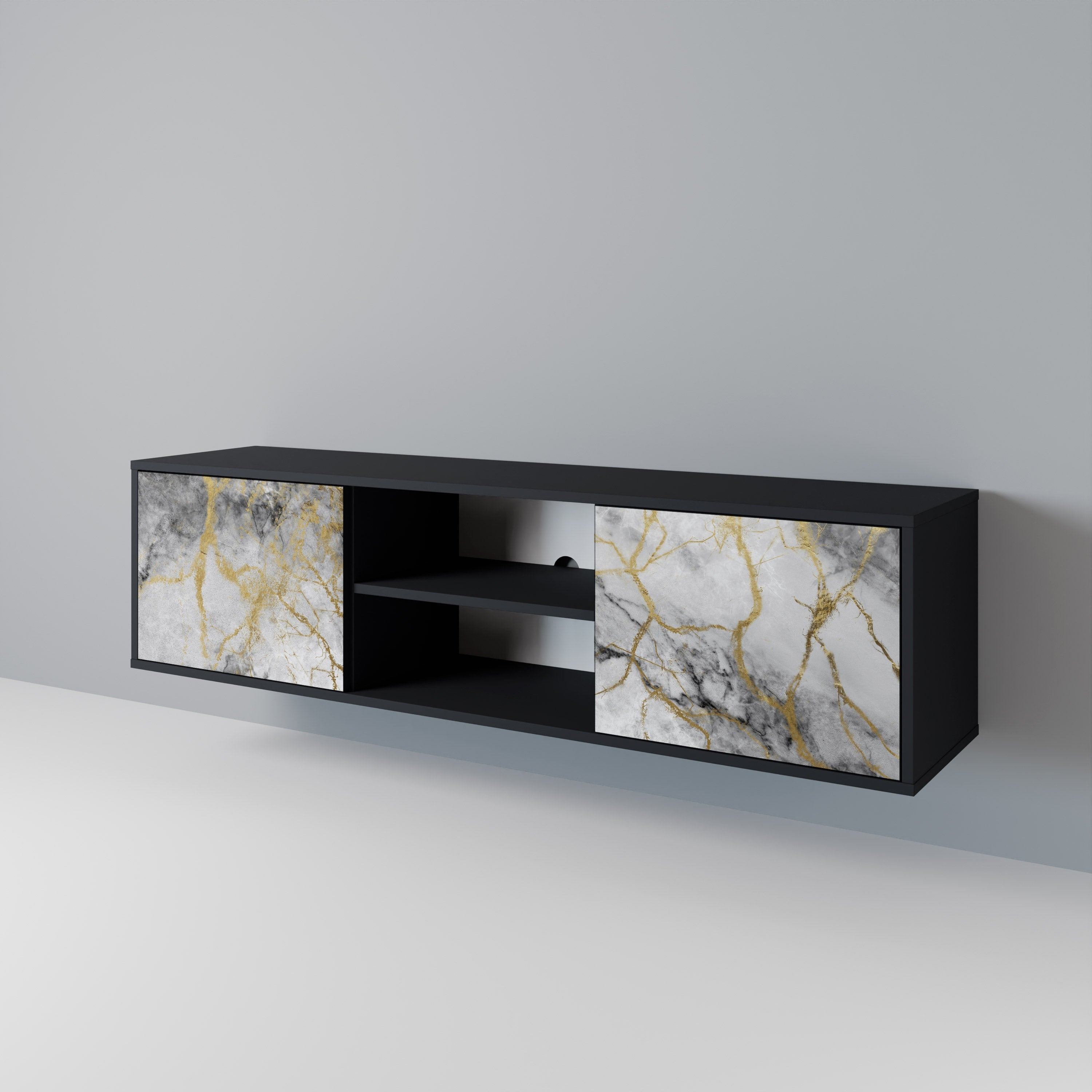 TIMELESS GLIDE TV-Lowboard mit 2 Türen in Schwarz