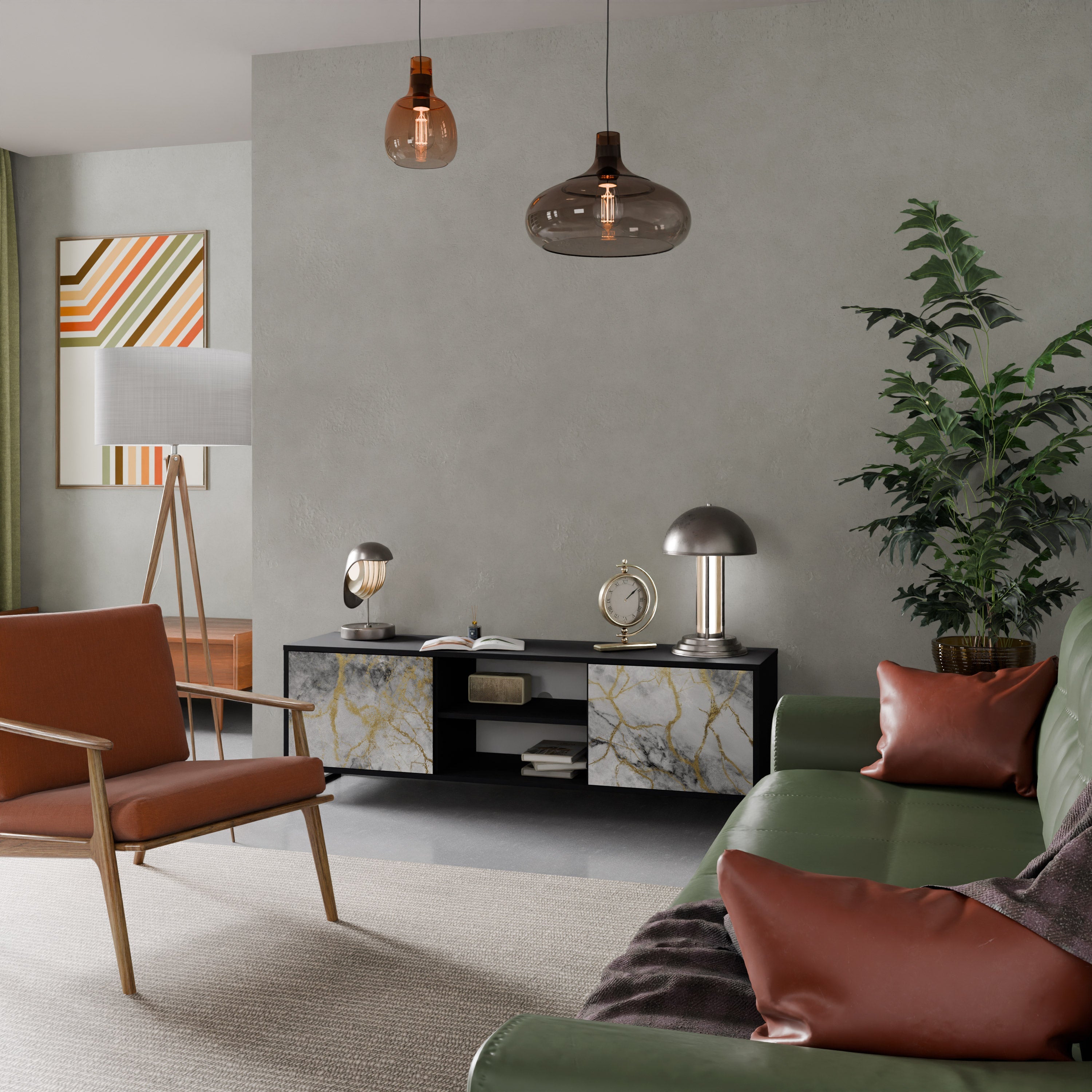 TIMELESS GLIDE TV-Lowboard mit 2 Türen in Schwarz