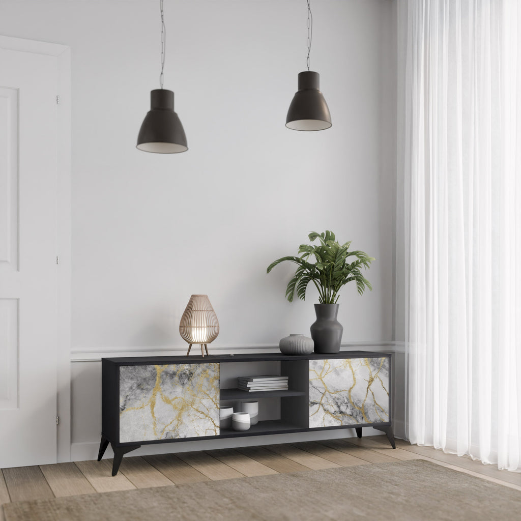 TIMELESS GLIDE TV-Lowboard mit 2 Türen in Schwarz