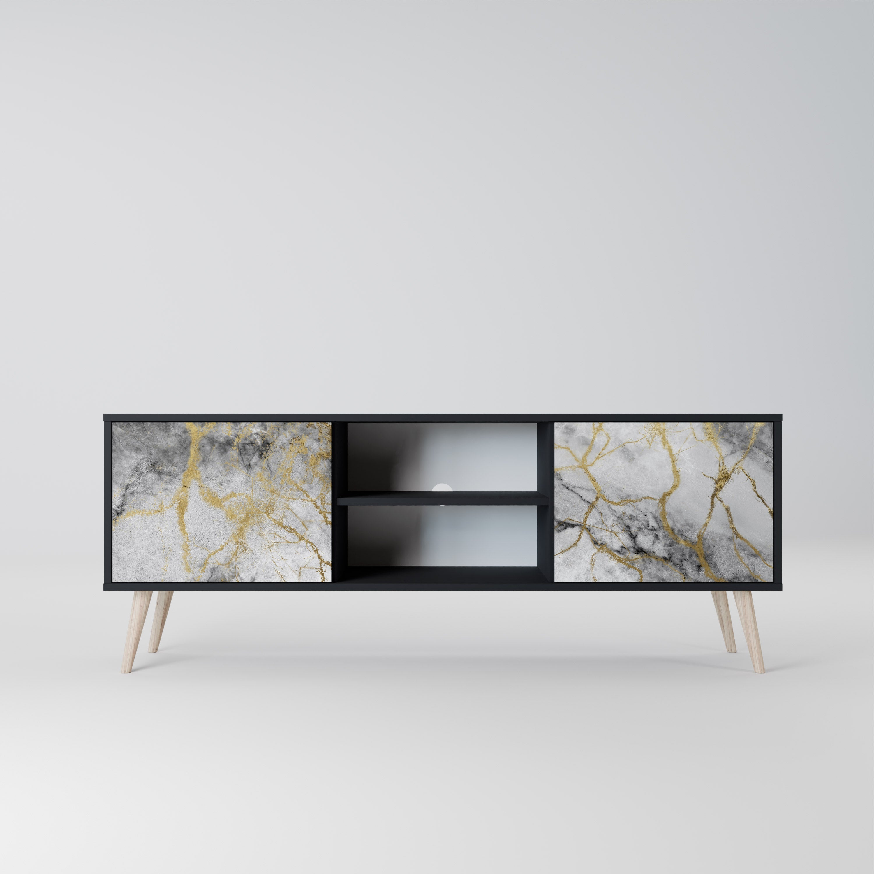 TIMELESS GLIDE TV-Lowboard mit 2 Türen in Schwarz