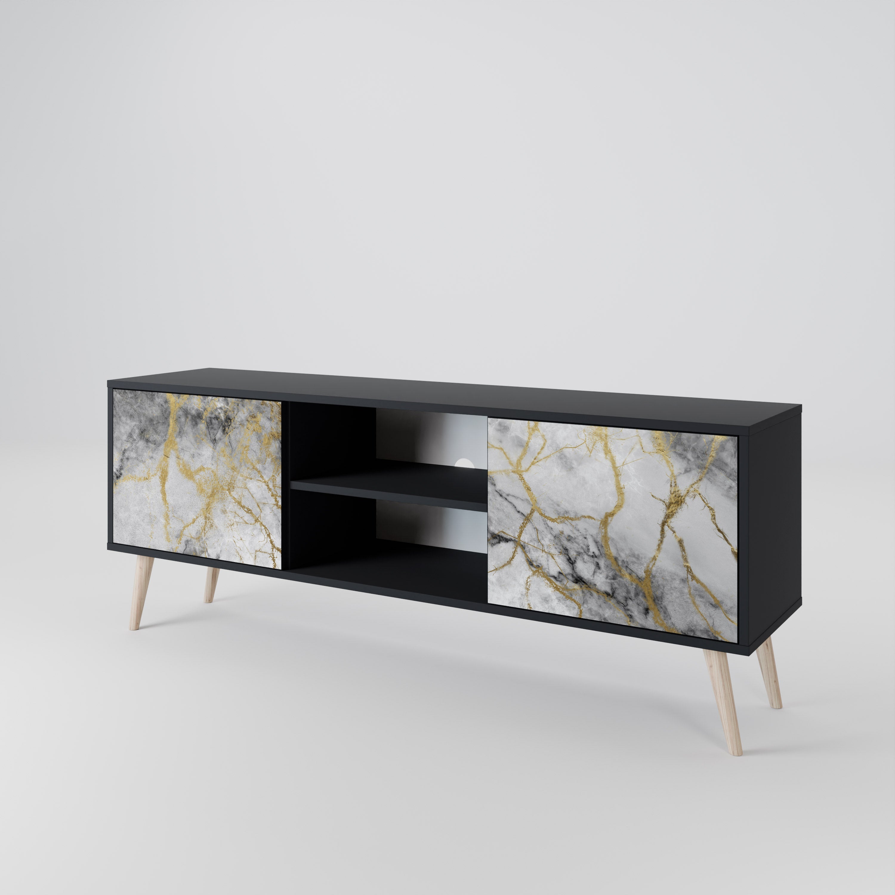 TIMELESS GLIDE TV-Lowboard mit 2 Türen in Schwarz