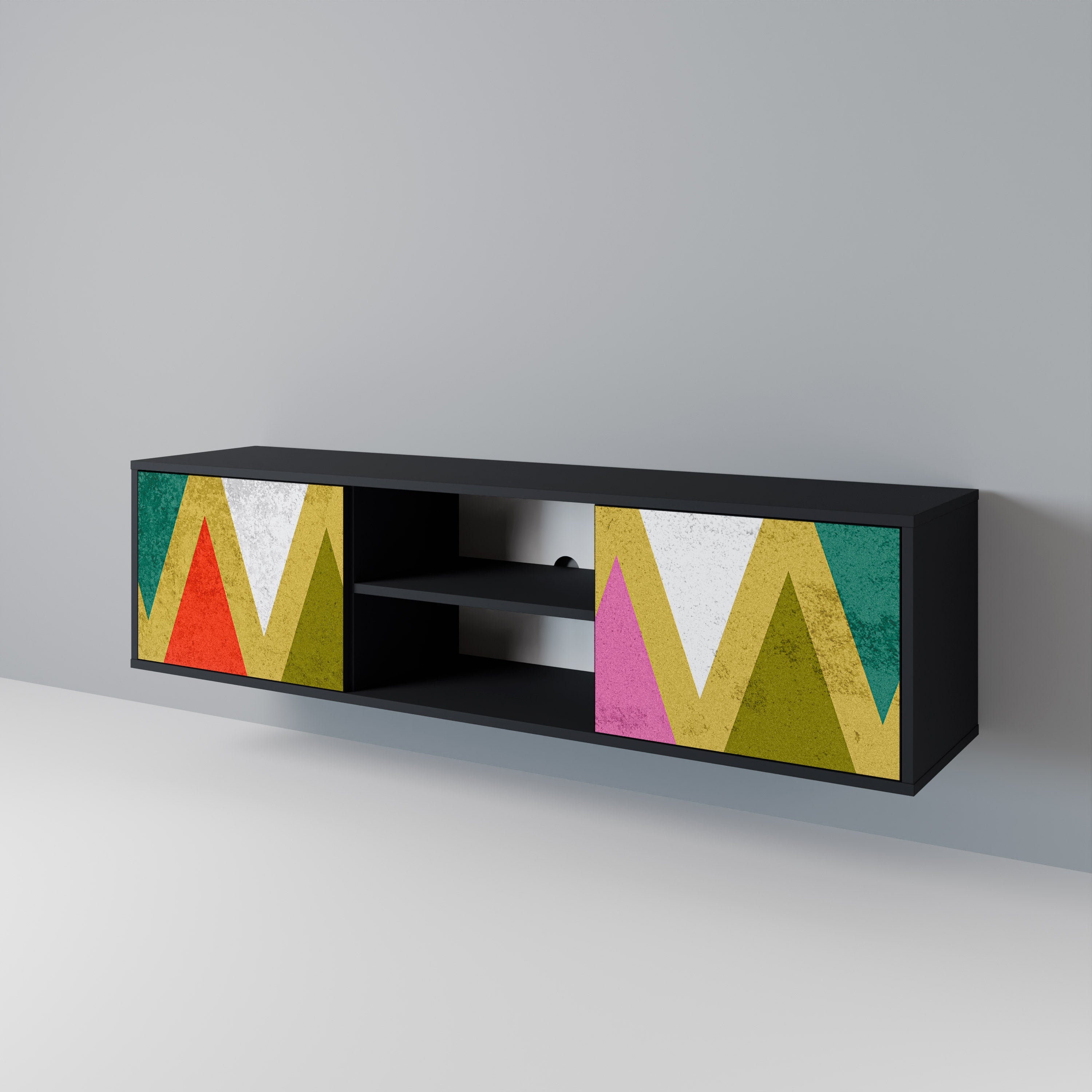 COLORFUL TRIANGLES TV-Lowboard mit 2 Türen in Schwarz