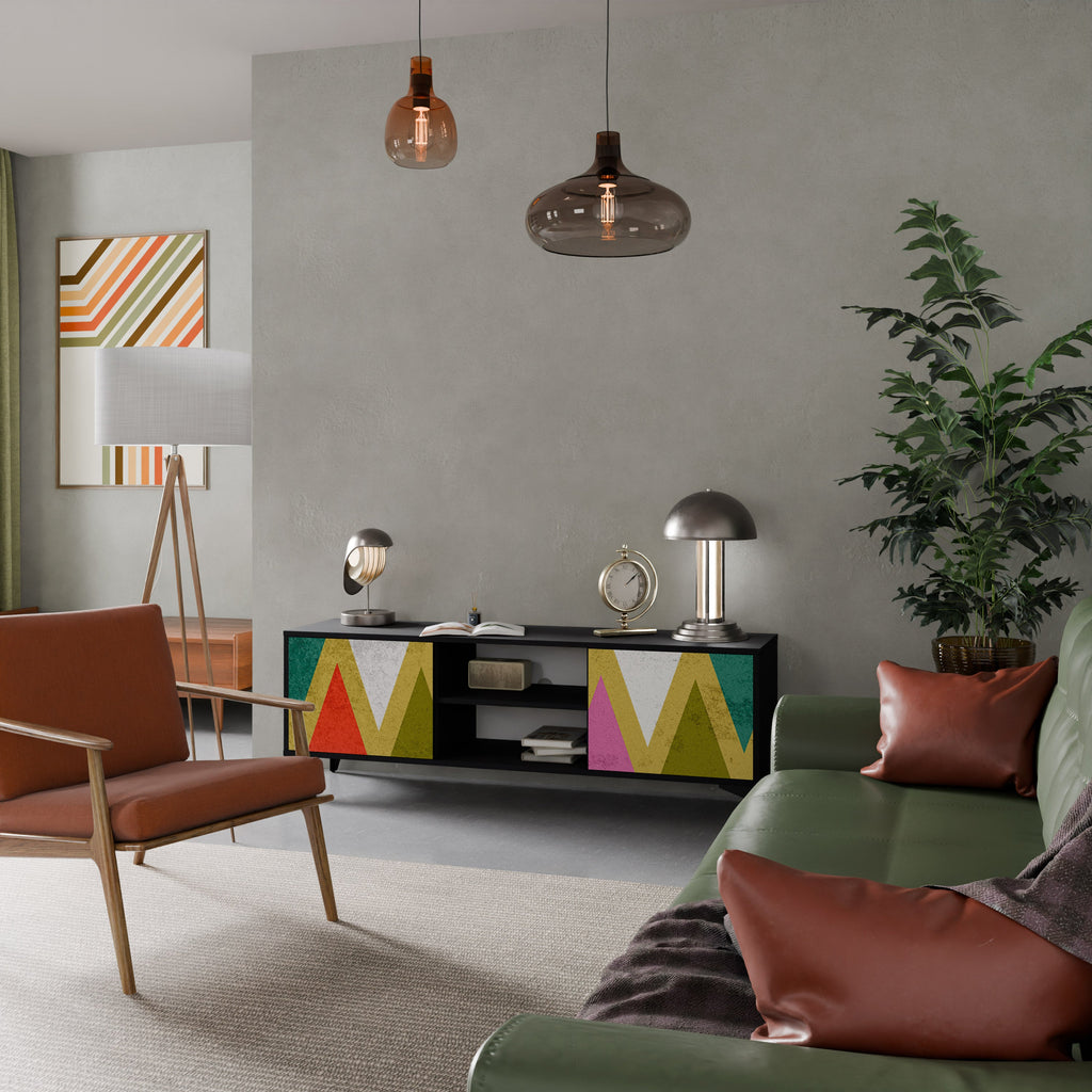 COLORFUL TRIANGLES TV-Lowboard mit 2 Türen in Schwarz